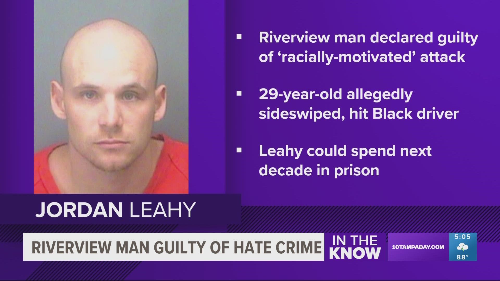 Jordan Leahy could spend up to 10 years behind bars at sentencing.
