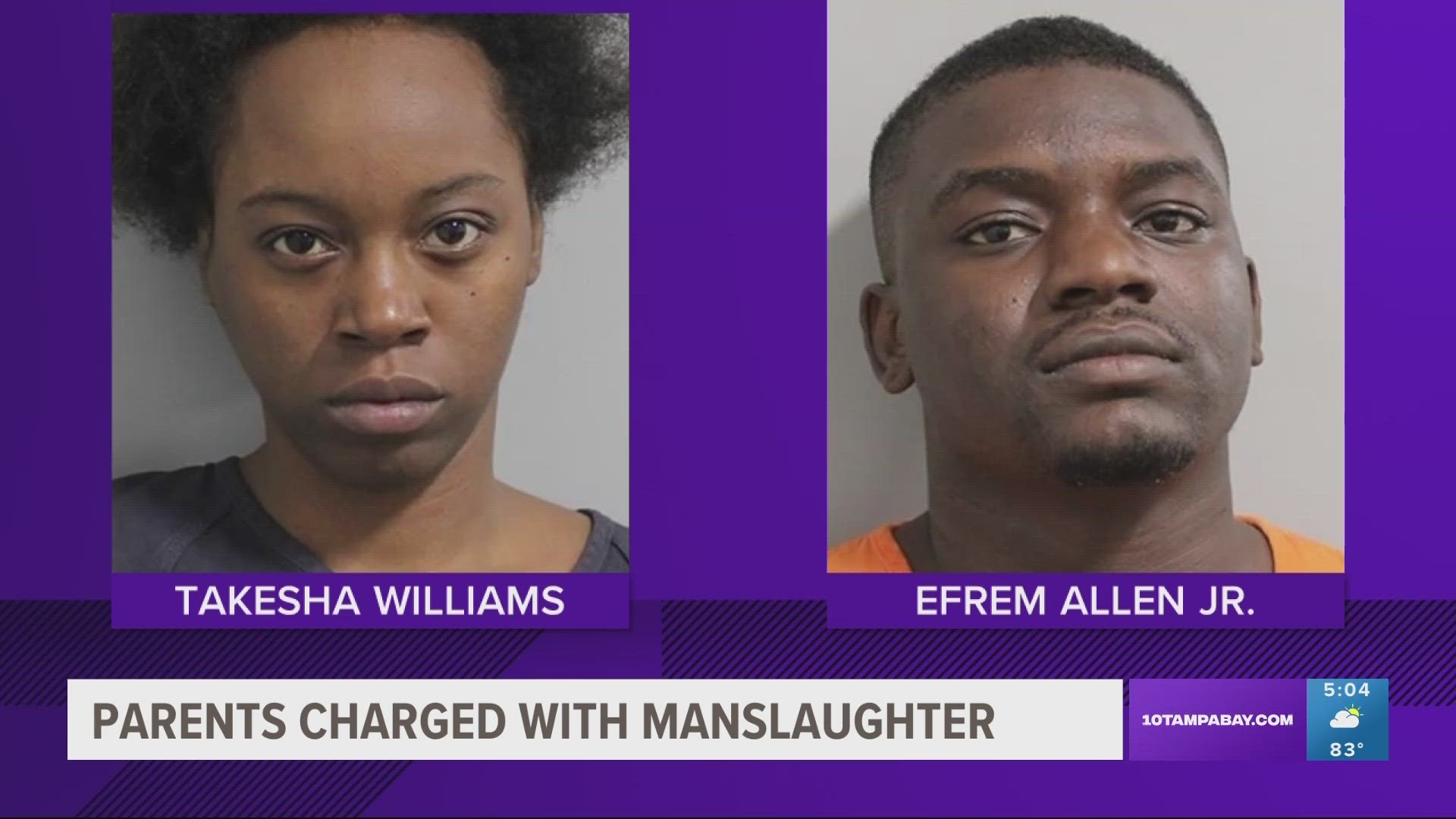 Takesha Williams, 24, and Efrem Allen Jr., 25, were charged with manslaughter after not calling for help as the 3-year-old's health declined.