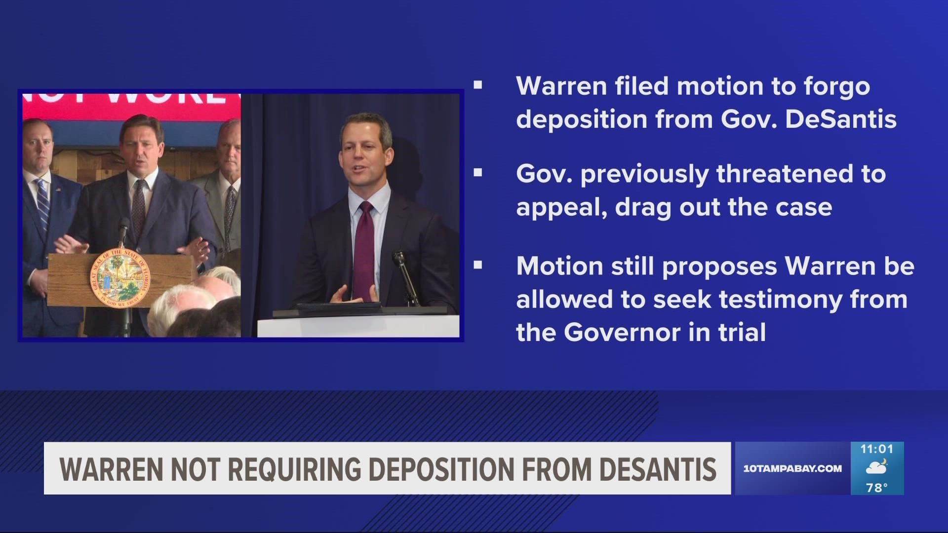 warren-not-requiring-deposition-from-desantis-wtsp