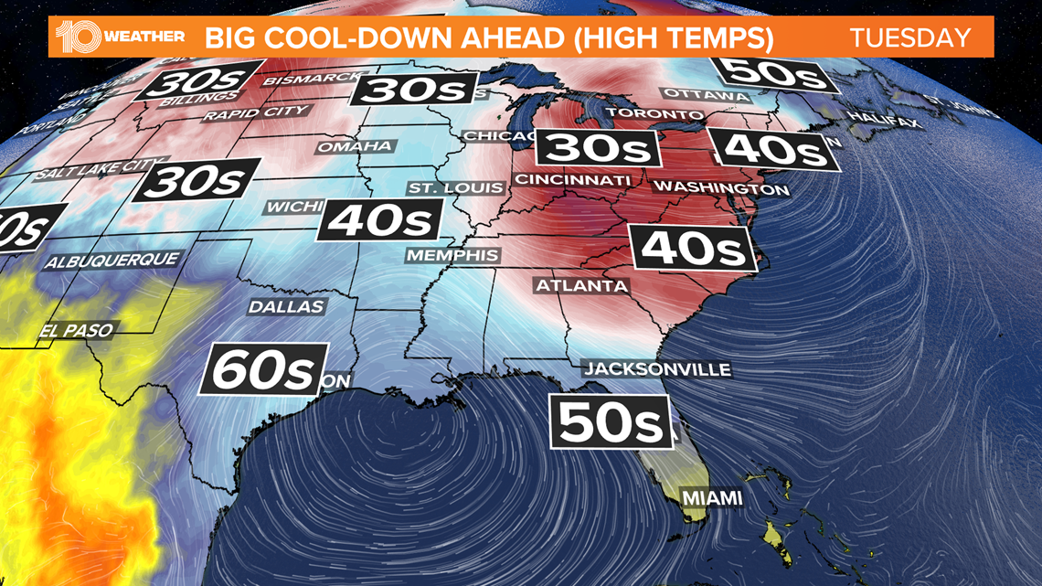 Tampa Bay weather Cold air to follow rain, storms