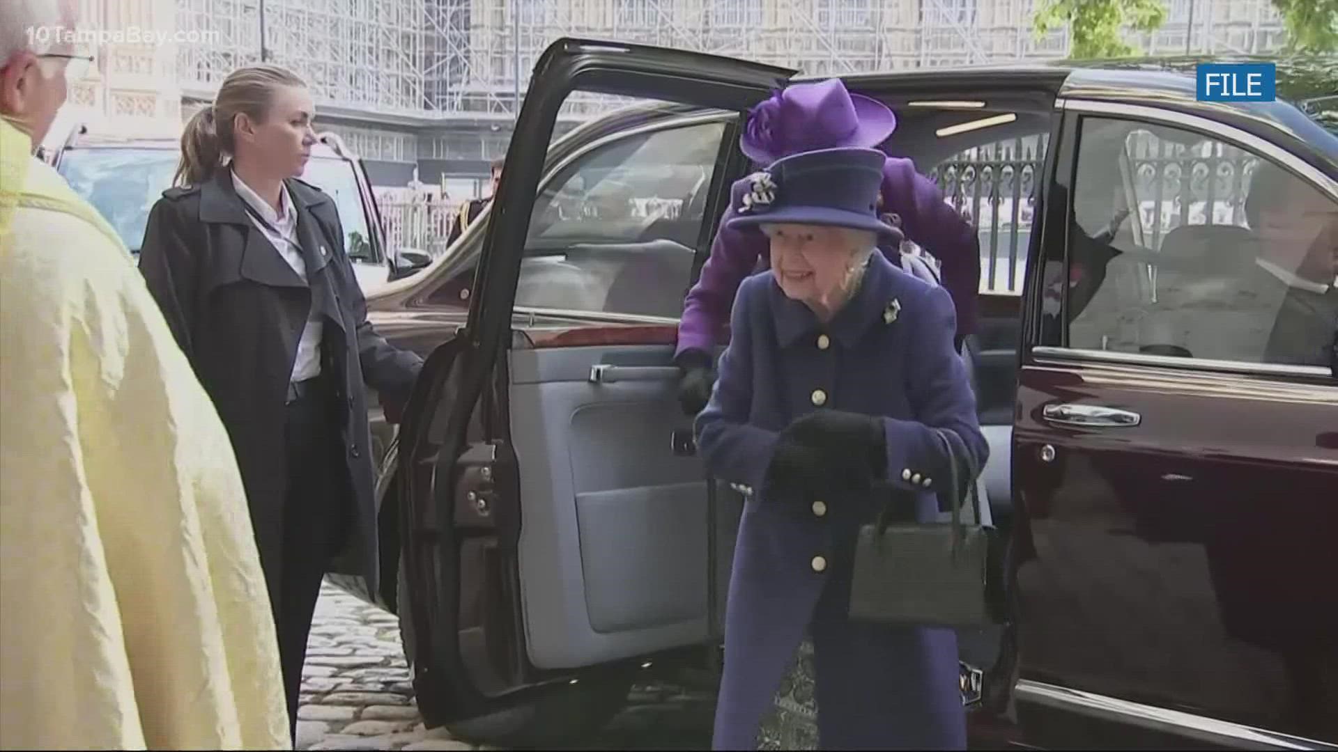 Buckingham Palace said the 95-year-old British monarch is experiencing mild, cold-like symptoms.