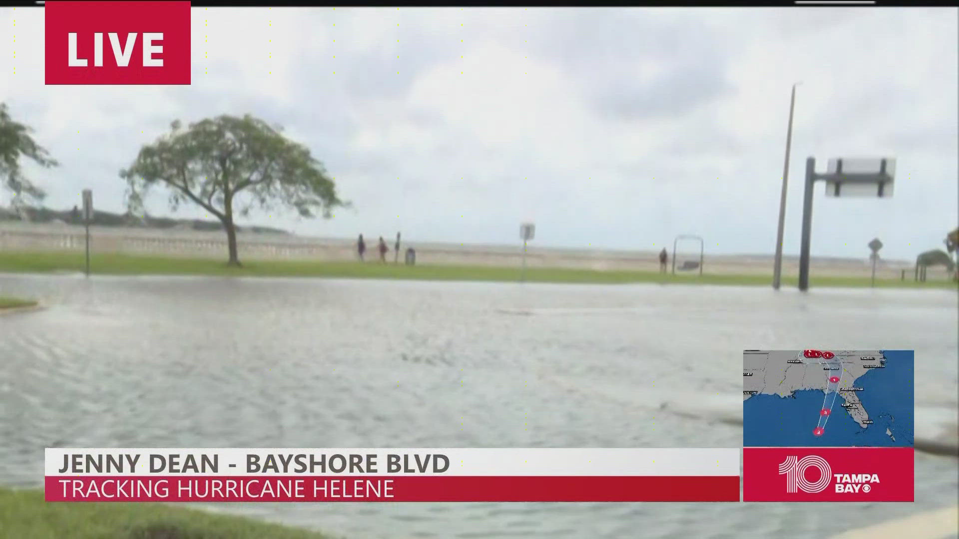 Bayshore Blvd is seeing flooding ahead of Hurricane Helene making landfall.