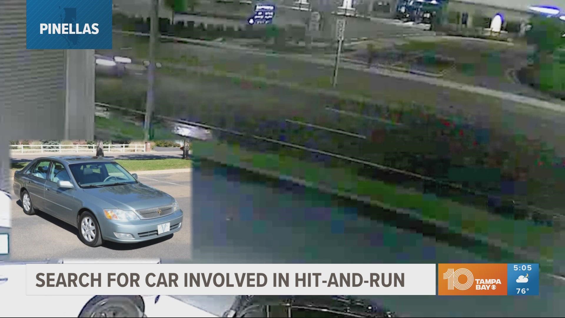 The car fled from the scene after hitting the person, the St. Petersburg Police Department says.