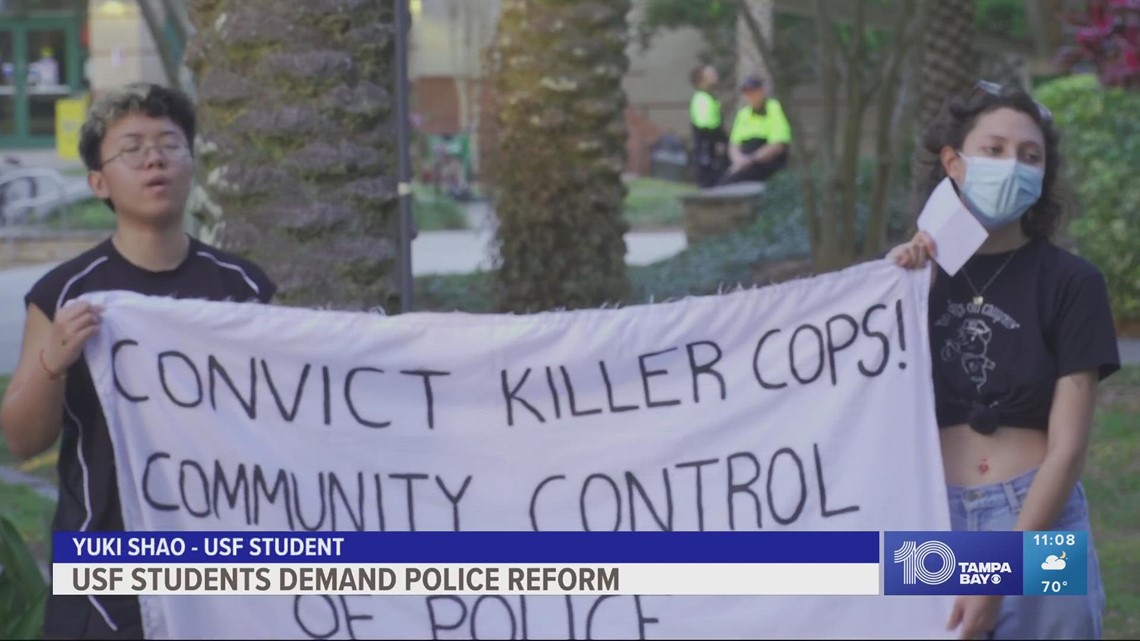 USF students demand police reform at vigil for Tyre Nichols