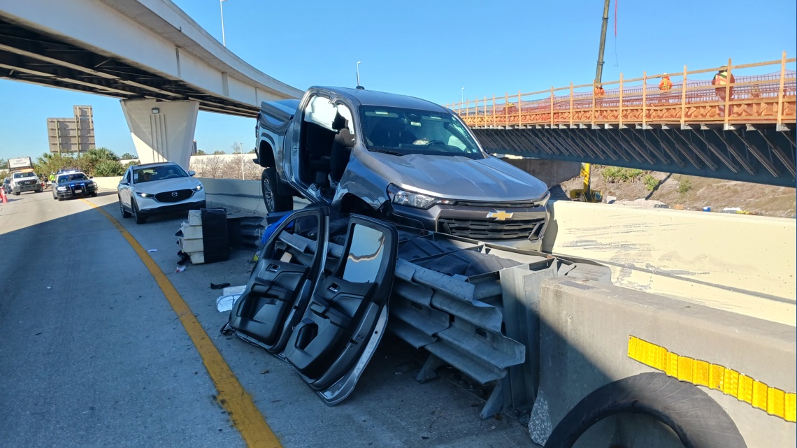 Pickup truck slams into guardrail on I-275 after driver’s medical emergency, FHP says
