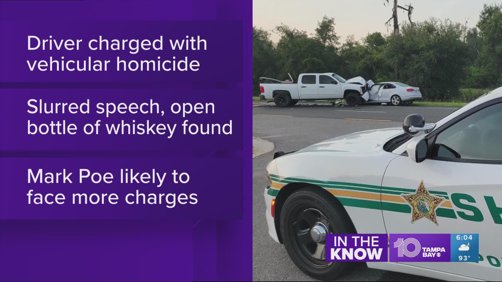 Deputies say the man had bloodshot eyes and slurred speech at the time of the crash. And, they could smell alcohol and found an open beer bottle inside his truck.