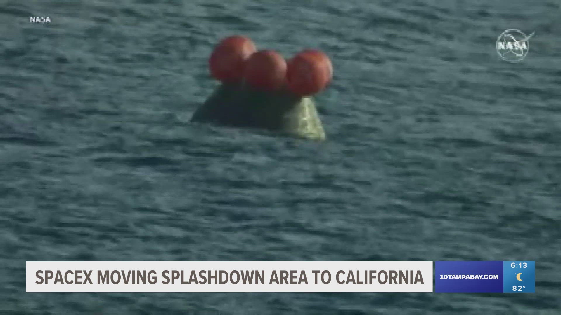 The splashdown location will be moved to prevent debris from falling in areas where people or buildings might be.