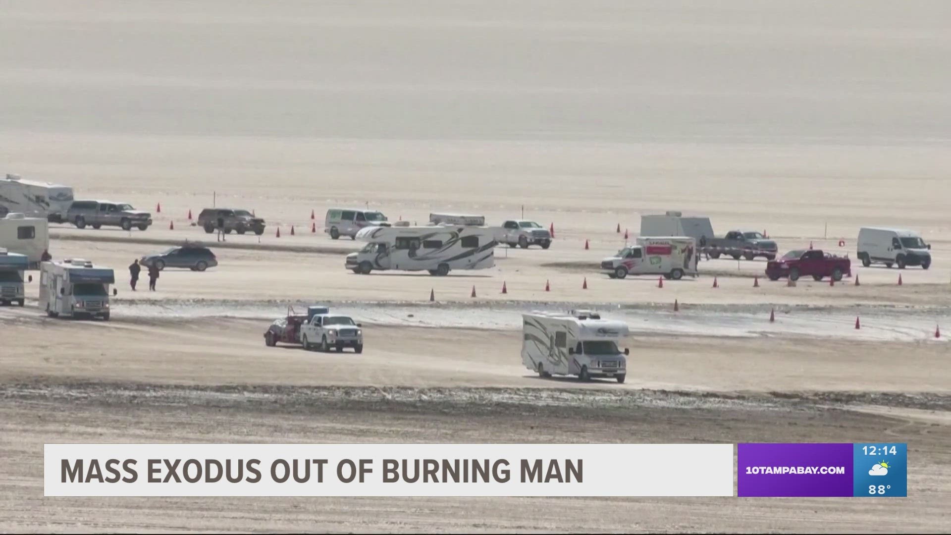 Burning Man organizers began to let traffic flow out of the main road around 2 p.m. local time, but asked attendees to delay their exit to ease traffic.