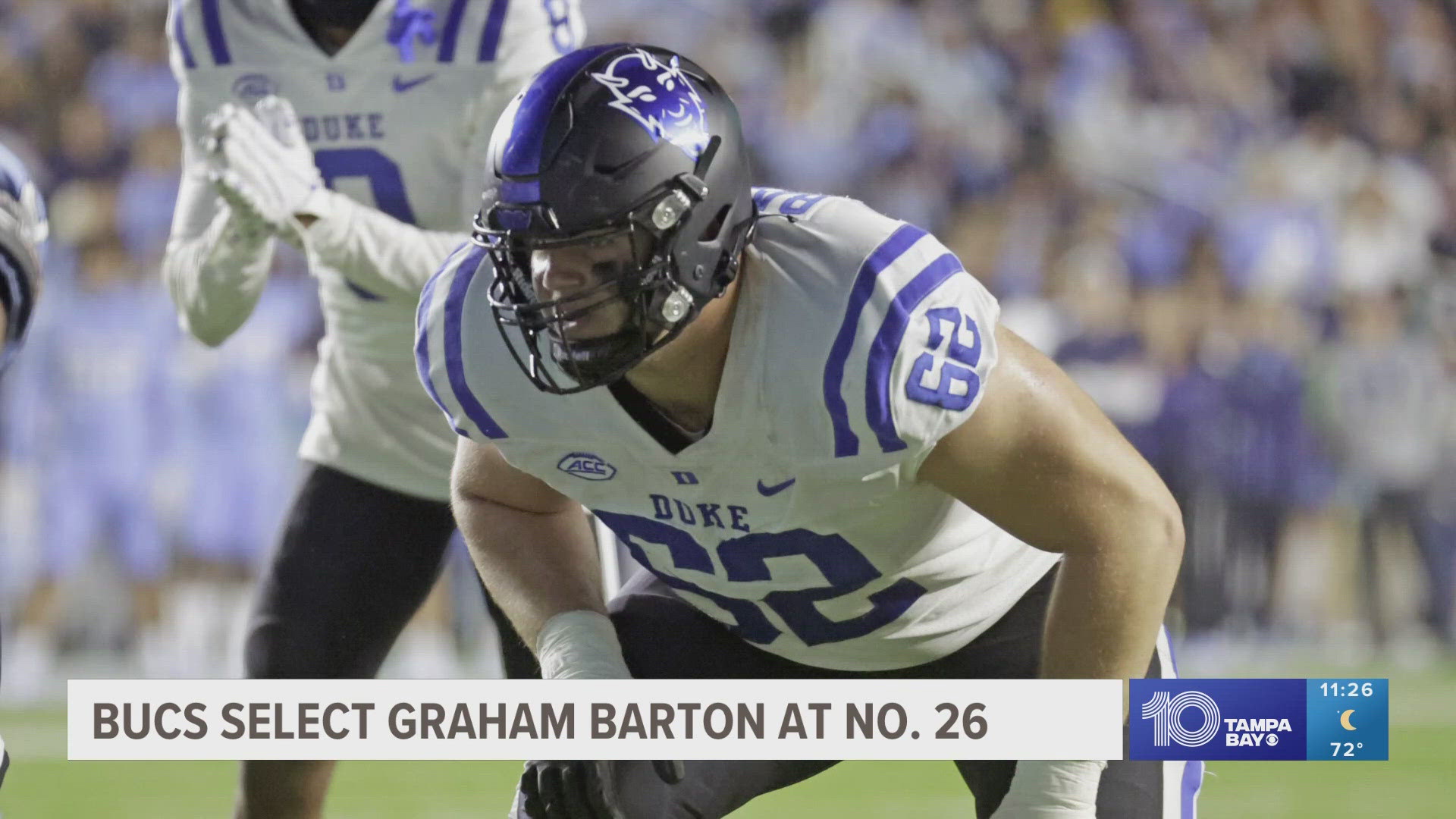 The Bucs selected Graham Barton, a center from Duke.