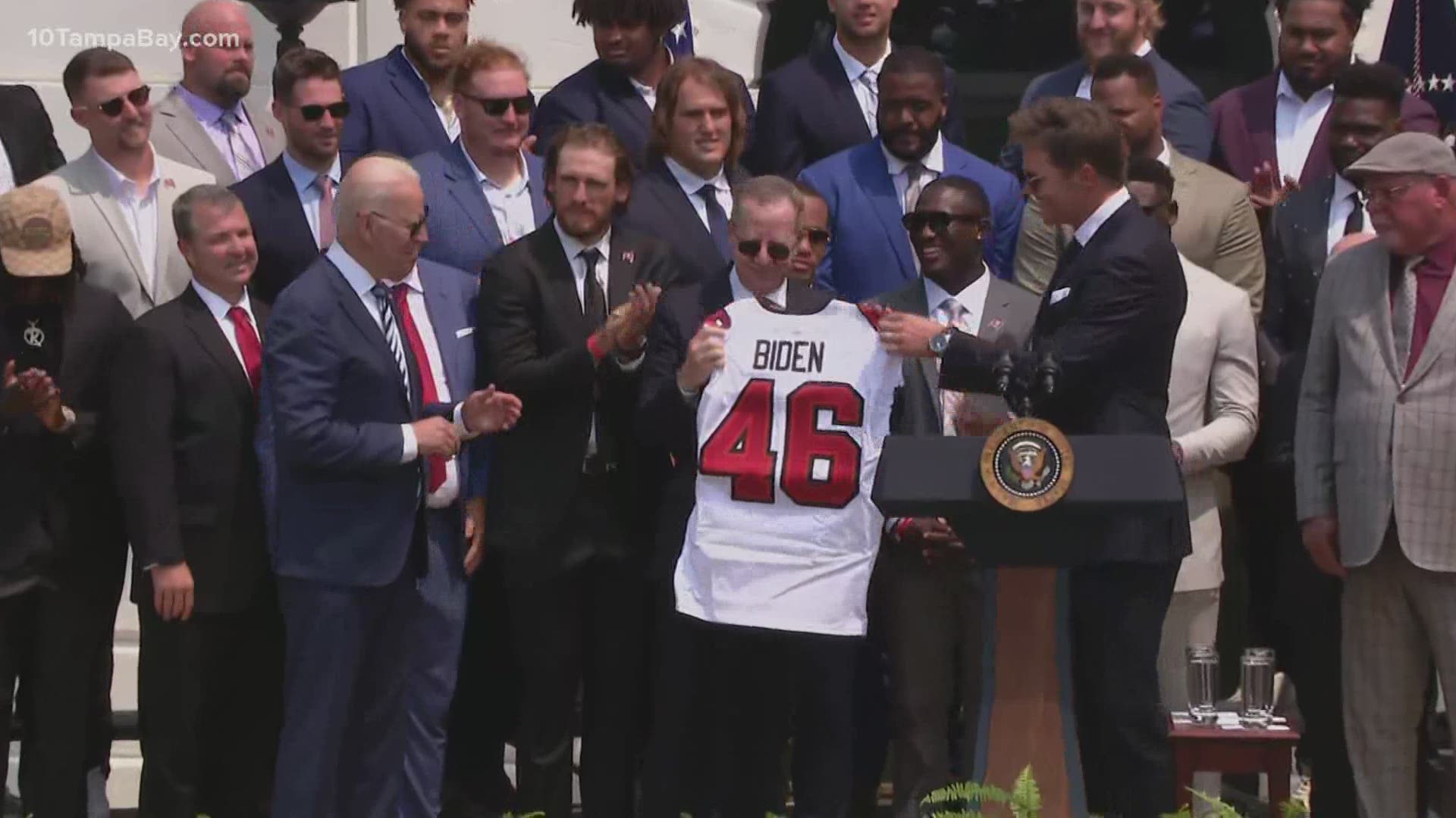 Tom Brady and the Tampa Bay Buccaneers celebrated their historic Super Bowl Championship at the White House on Tuesday.