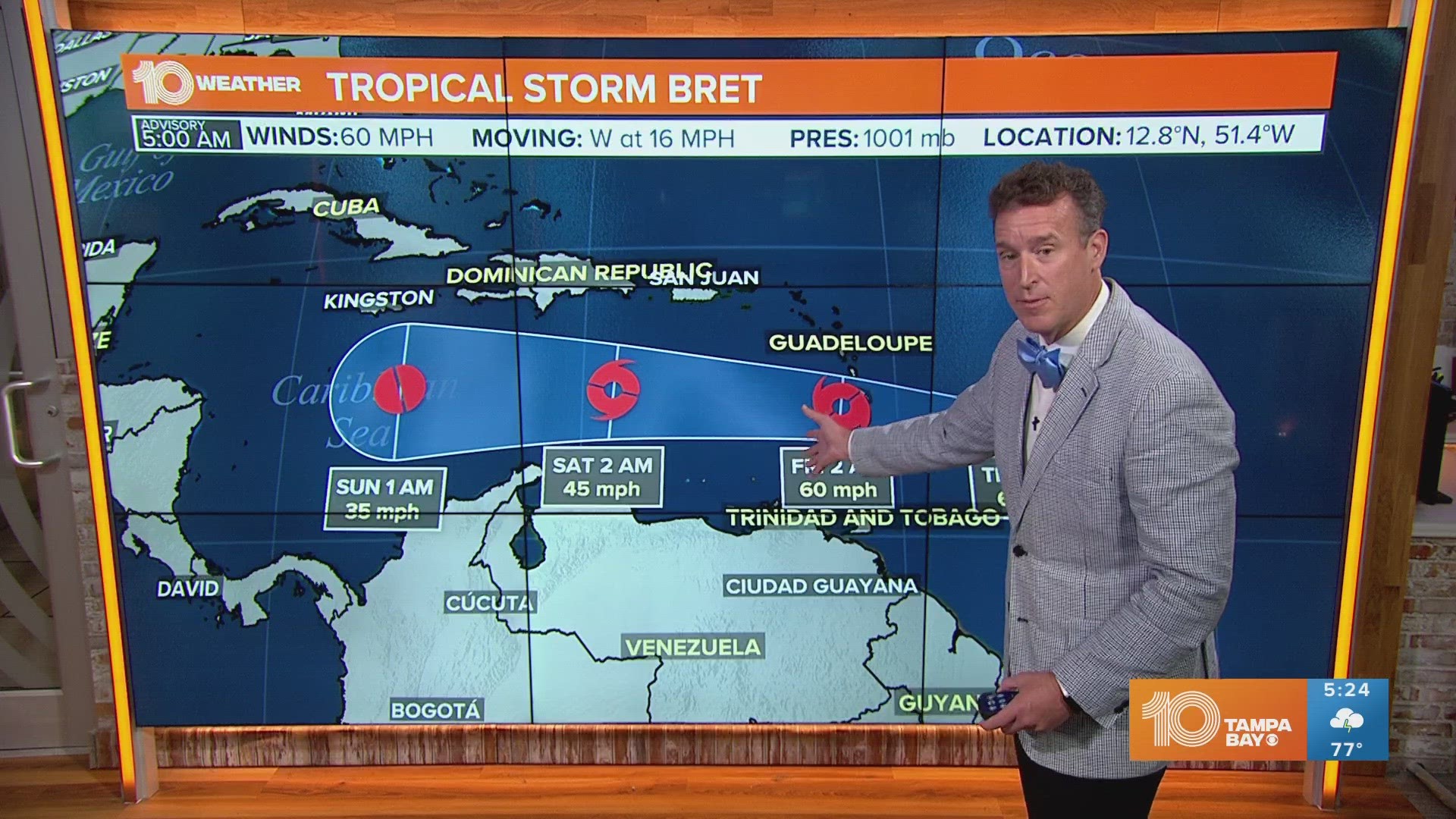 Tracking the Tropics: Tropical Storm Bret gets a little stronger | 5 a.m.  Wednesday