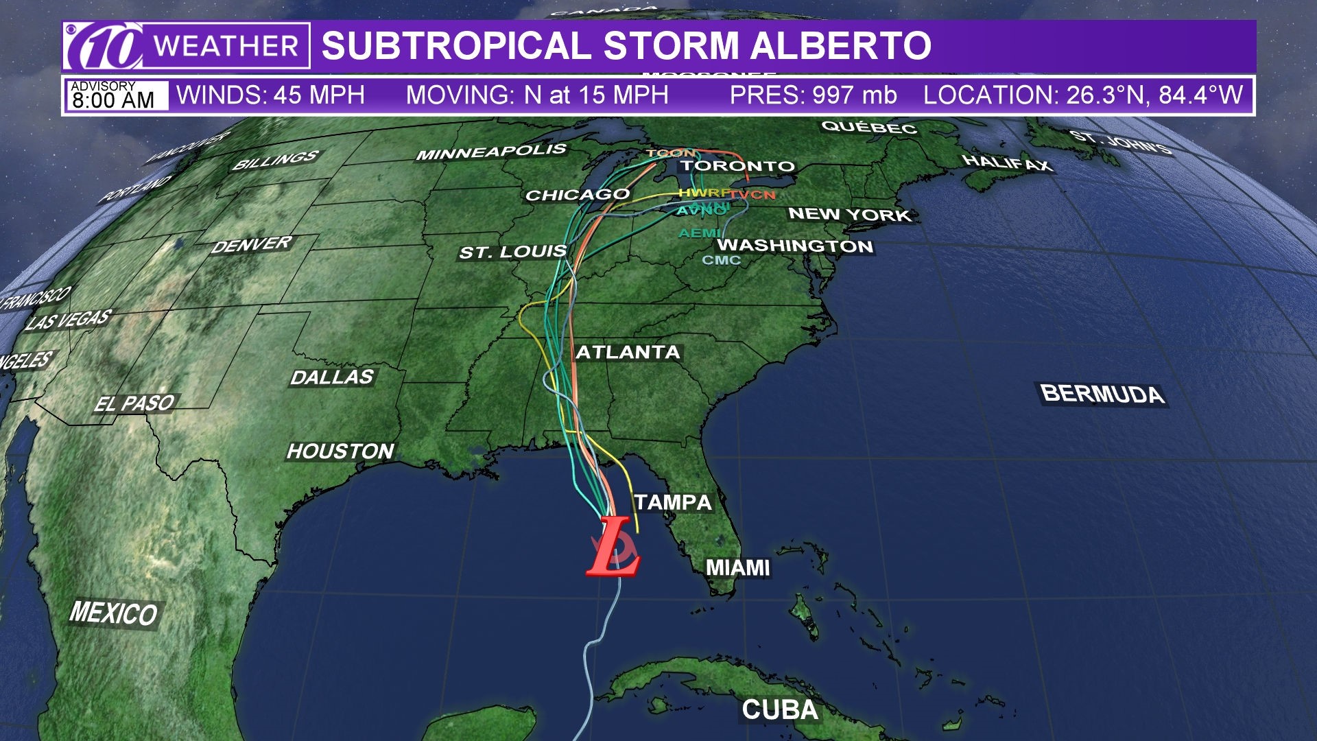 Check live radar as Subtropical Storm Alberto moves through Gulf