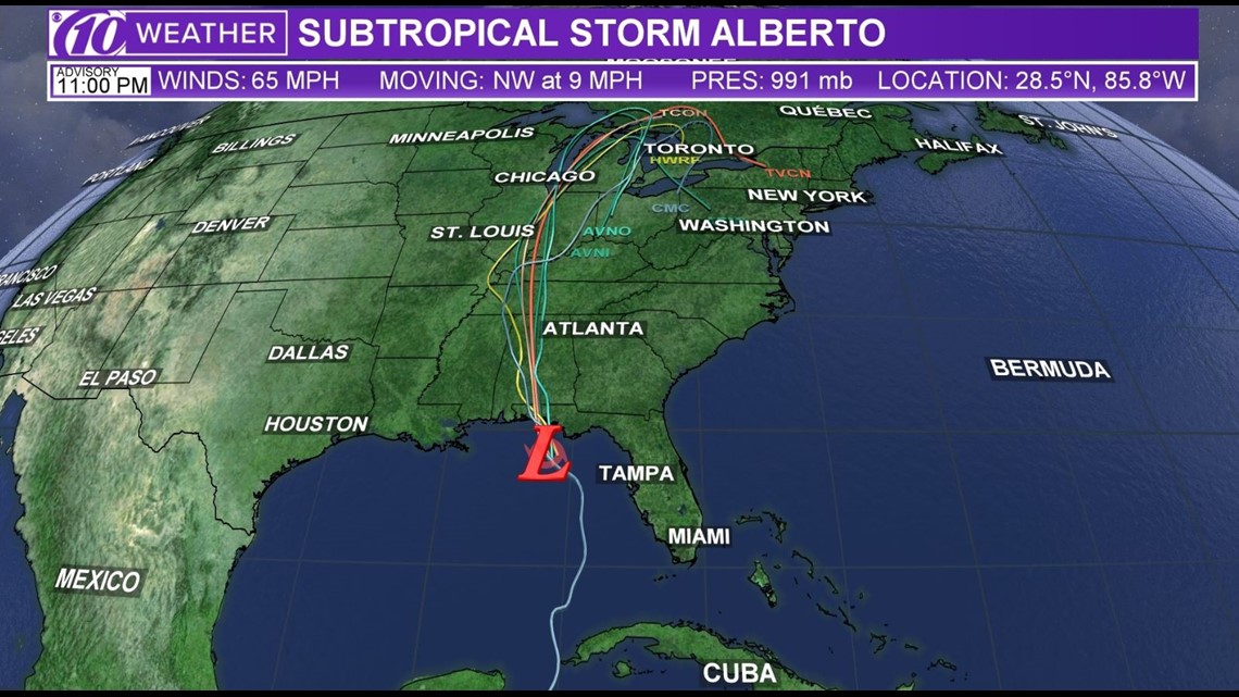 Track Subtropical Storm Alberto: Spaghetti Models, Forecast Cone And ...