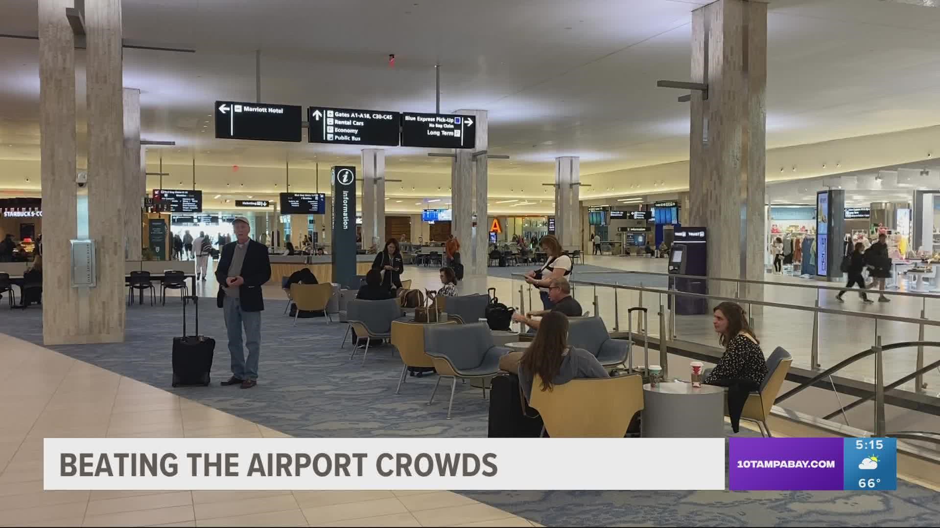Tampa International Airport is preparing to see as many as 75,000 to 80,000 passengers on peak days.