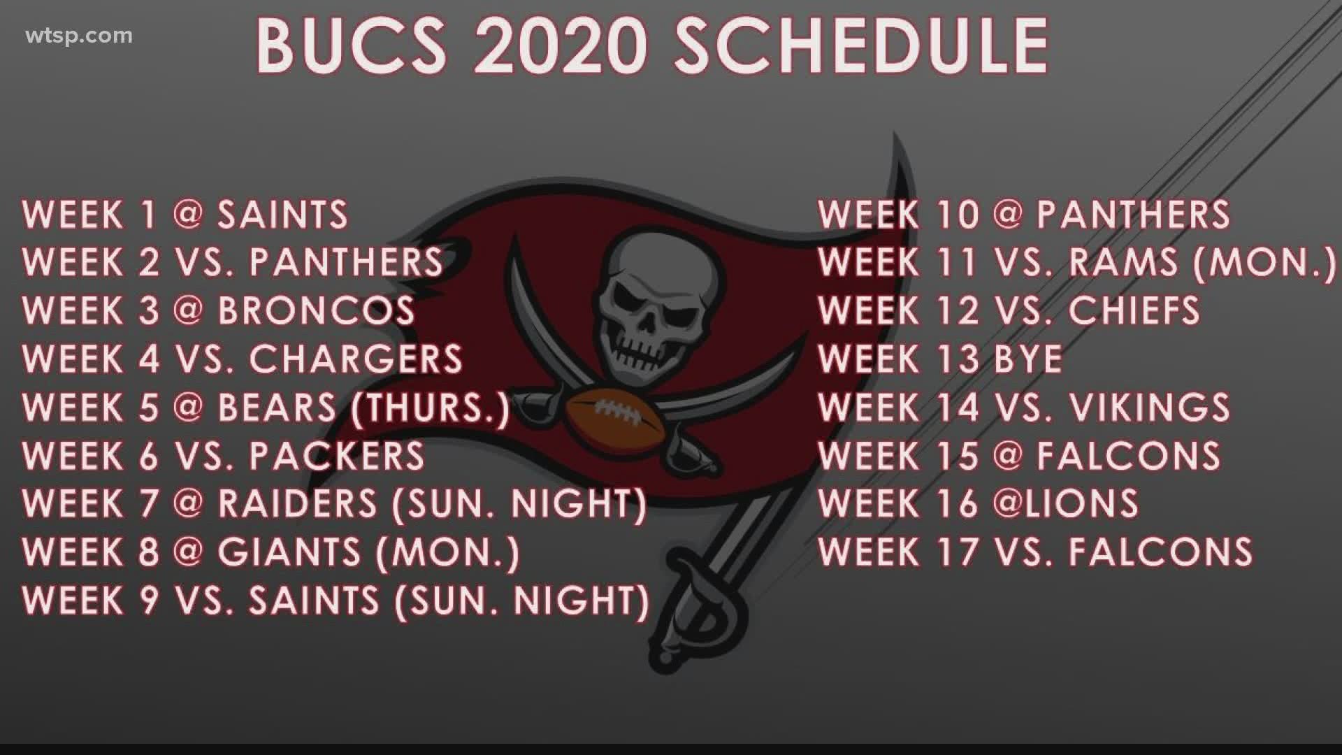buccaneers schedule 2020