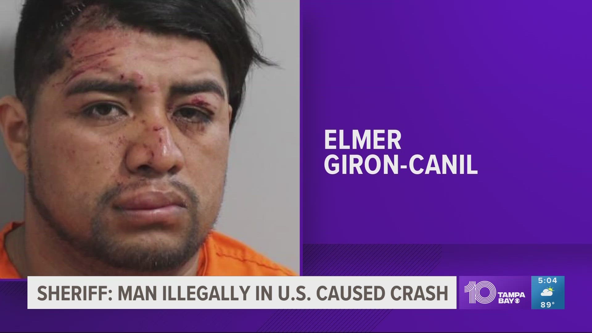 Deputies said the man didn't have a driver's license and was living in the country illegally. Two people were killed in the crash and five others were hospitalized.