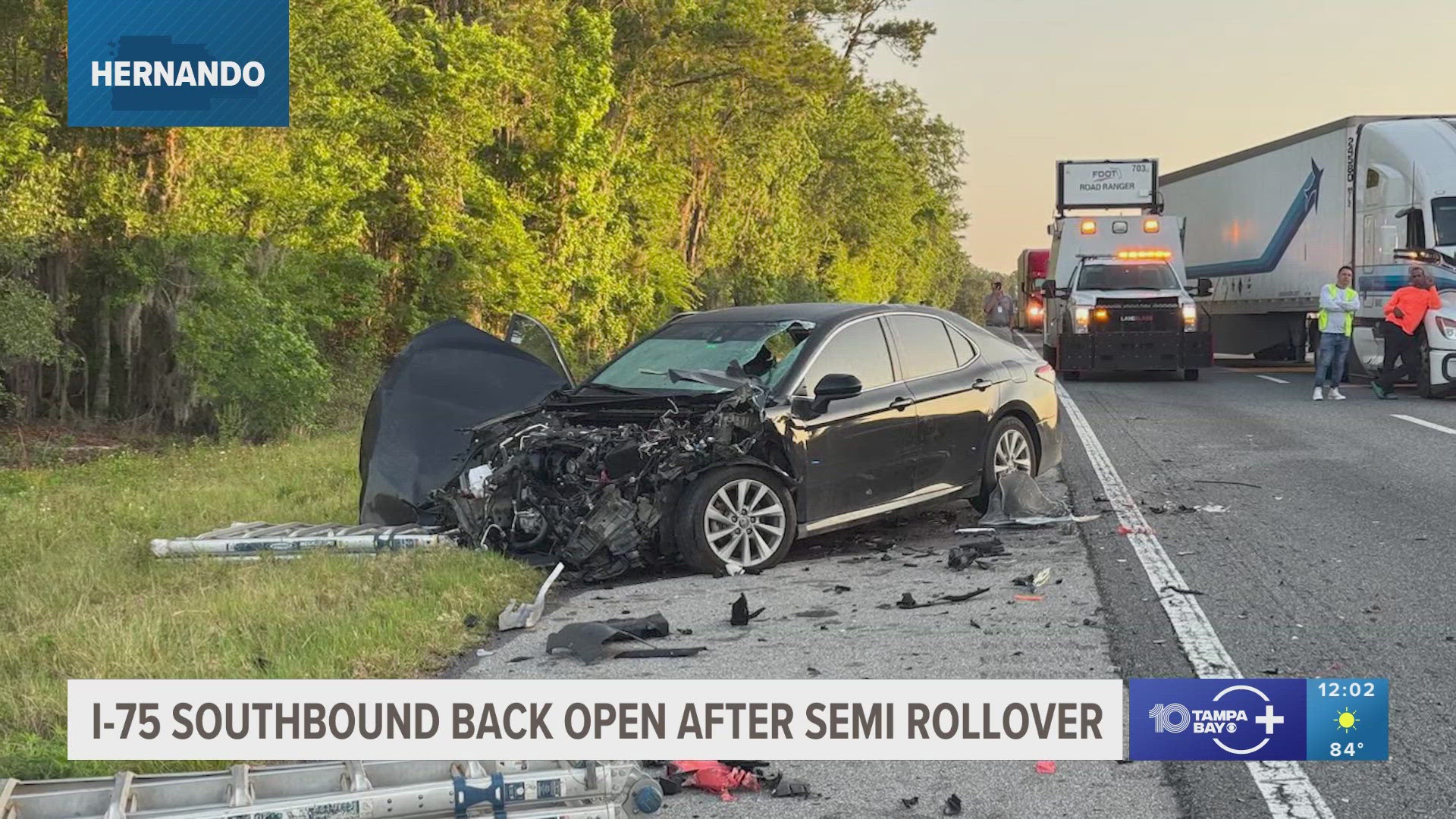 The southbound lanes were closed for hours on Tuesday morning. 