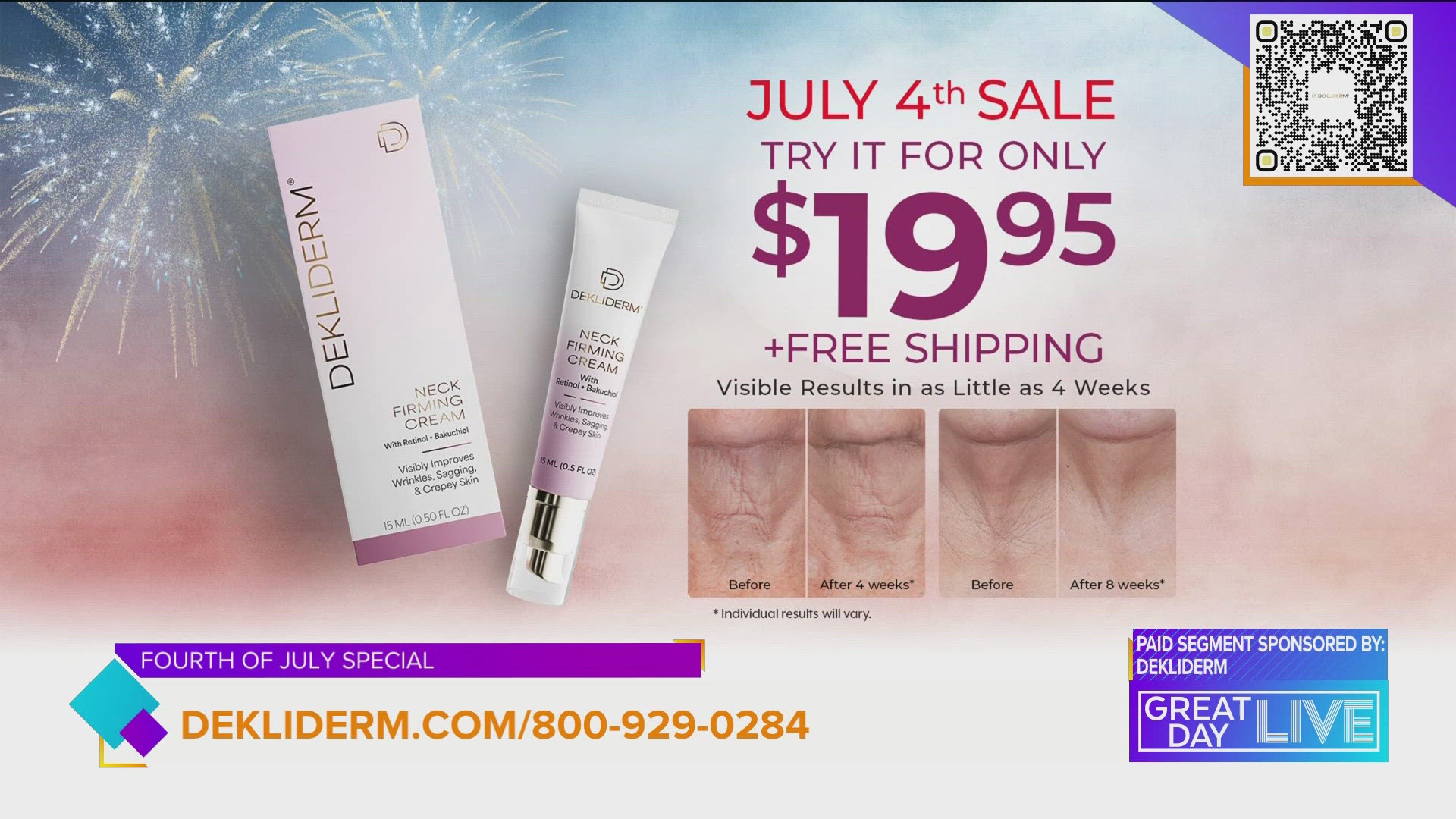 This story sponsored by Dekliderm. If you're looking to erase the signs of aging, get in on this Fourth of July special from Dekliderm. www.dekliderm.com