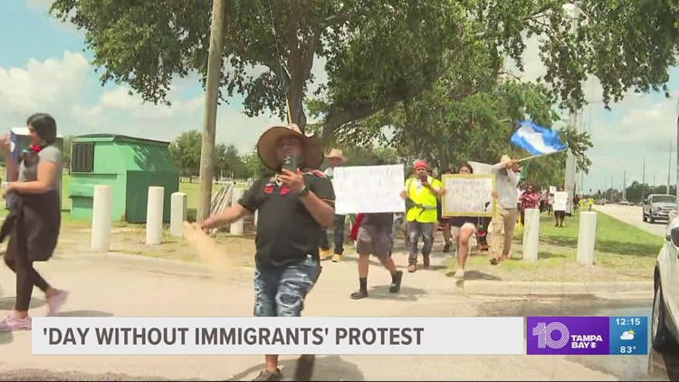 Dozens gather for 'Day Without Immigrants' protest in Tampa