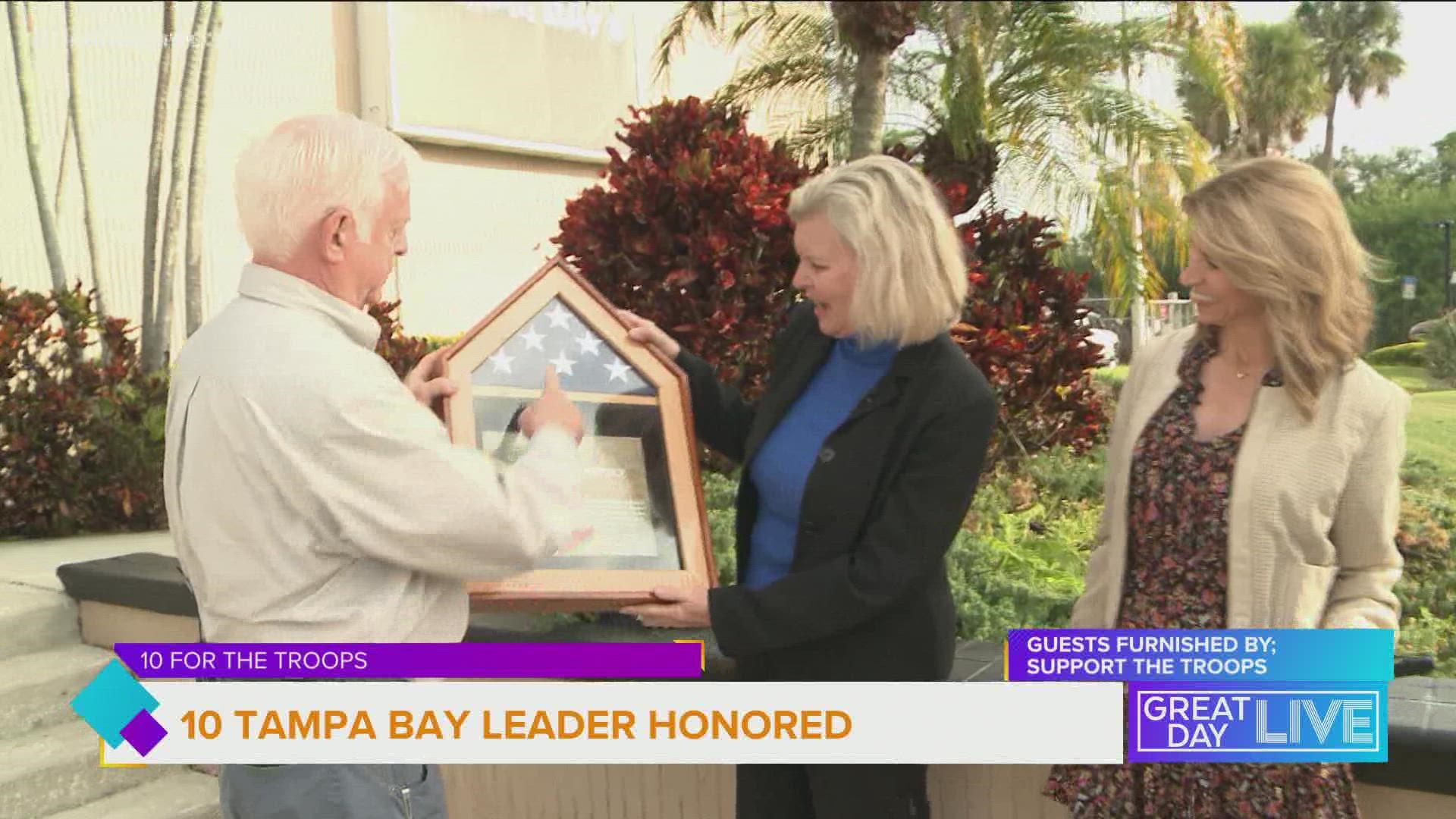 10 Tampa Bay's Kathryn Bursch is honored by local organization for leading efforts to support our troops.