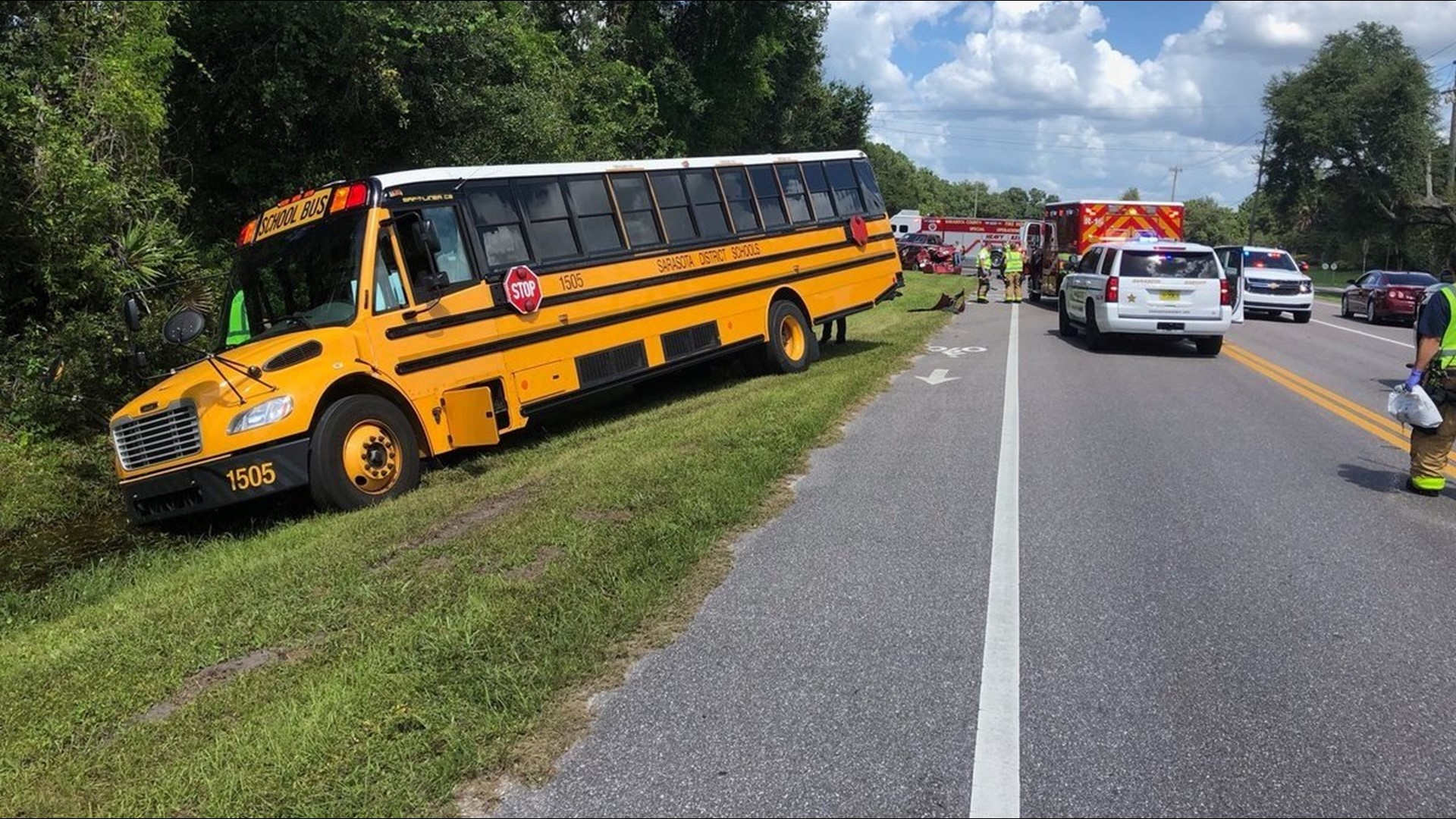 One driver taken to hospital after 3-vehicle crash involving school bus ...