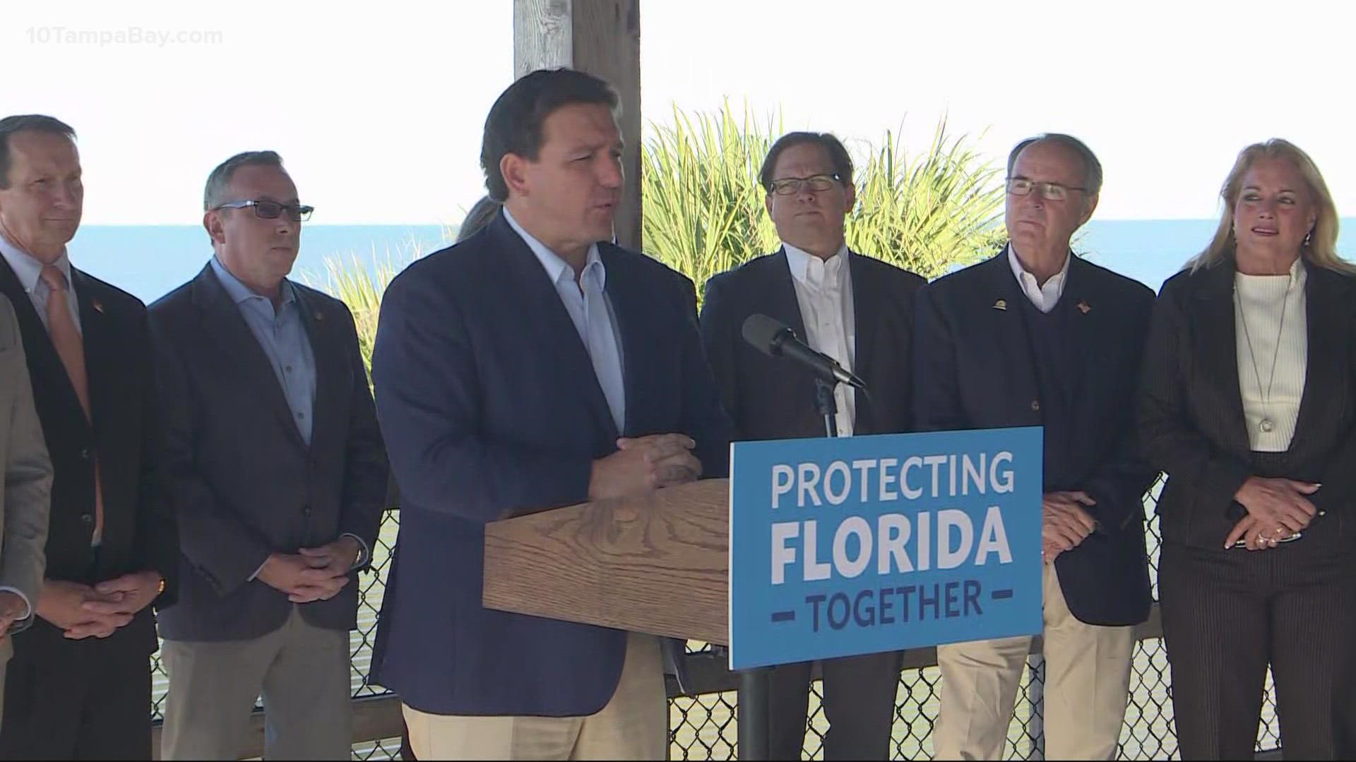 Gov. Ron DeSantis was in Pinellas County Tuesday morning to announce more funding for environmental resiliency projects throughout Florida.