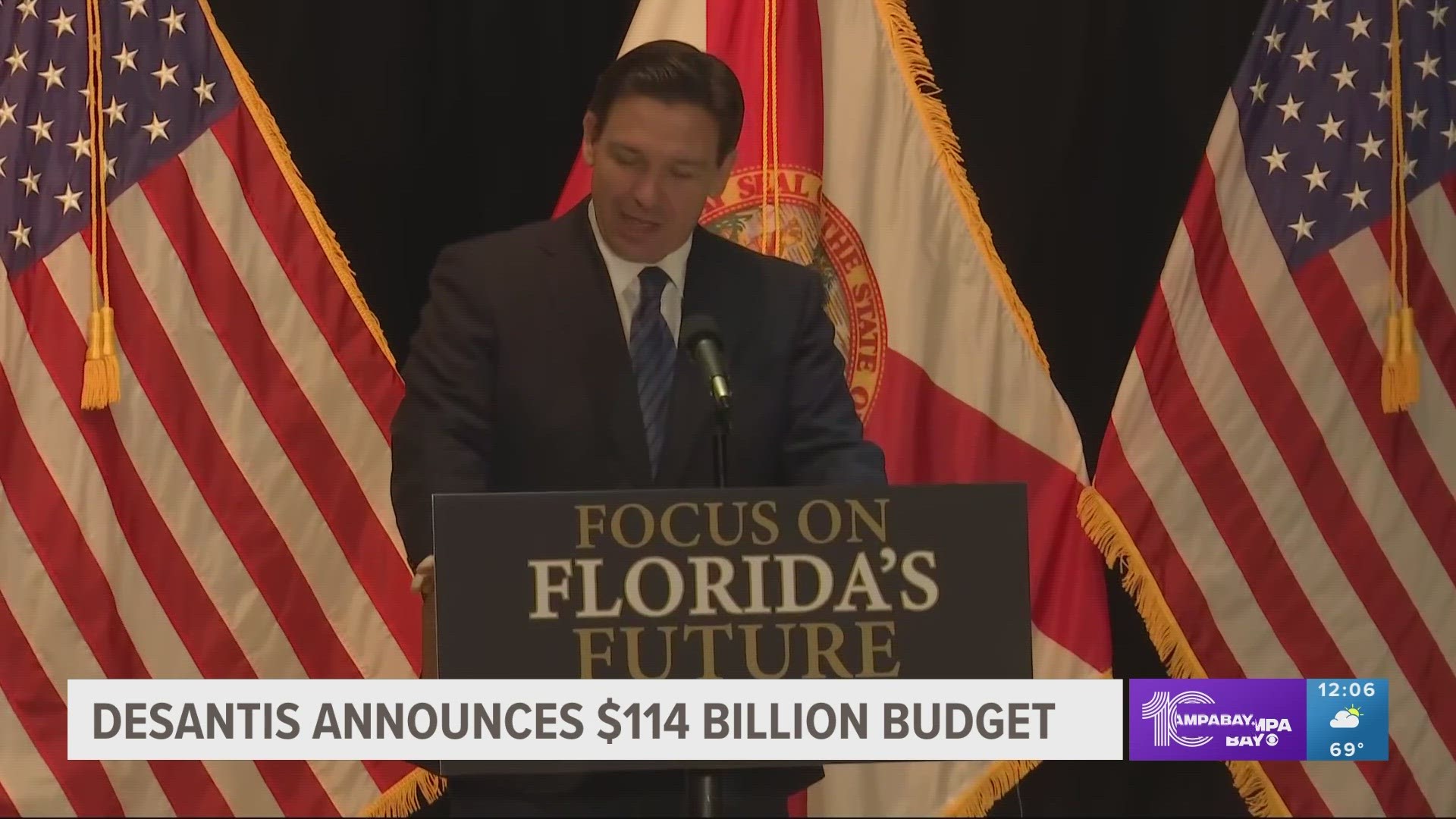 DeSantis outlined the funding measures he's proposing while touting Florida's current standing during a press conference near Naples.