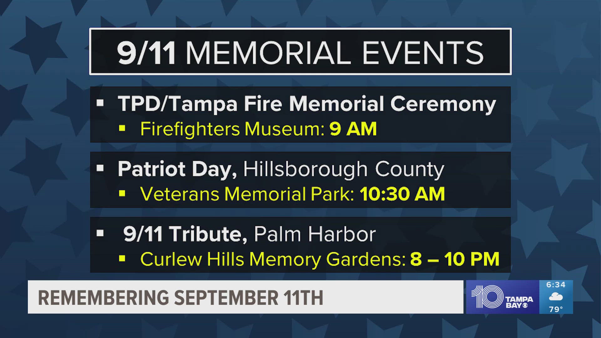 Several events are happening across the Bay area to honor the nearly 3,000 lives lost in the September 11th, 2001 terrorist attacks.