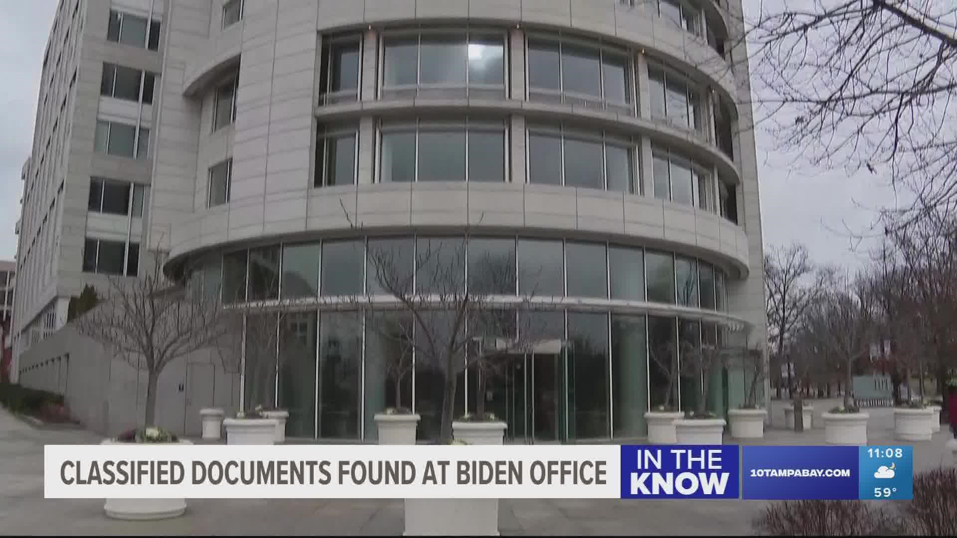 “A small number of documents with classified markings” were discovered as Biden's personal attorneys were clearing out the offices of the Penn Biden Center.