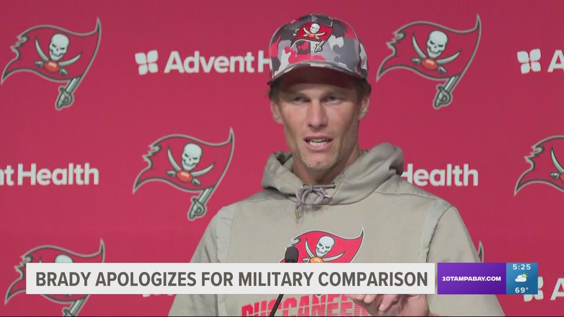 Bucs' Tom Brady apologizes for comparing football to military - Los Angeles  Times