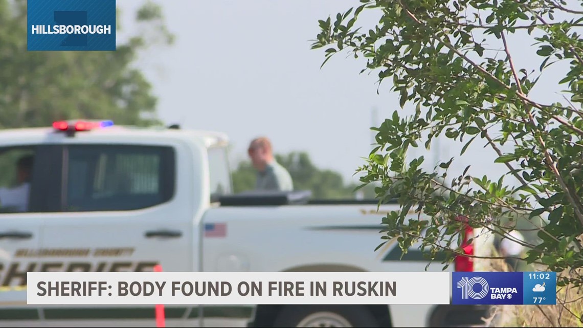 Law enforcement investigate after body found on fire in Ruskin