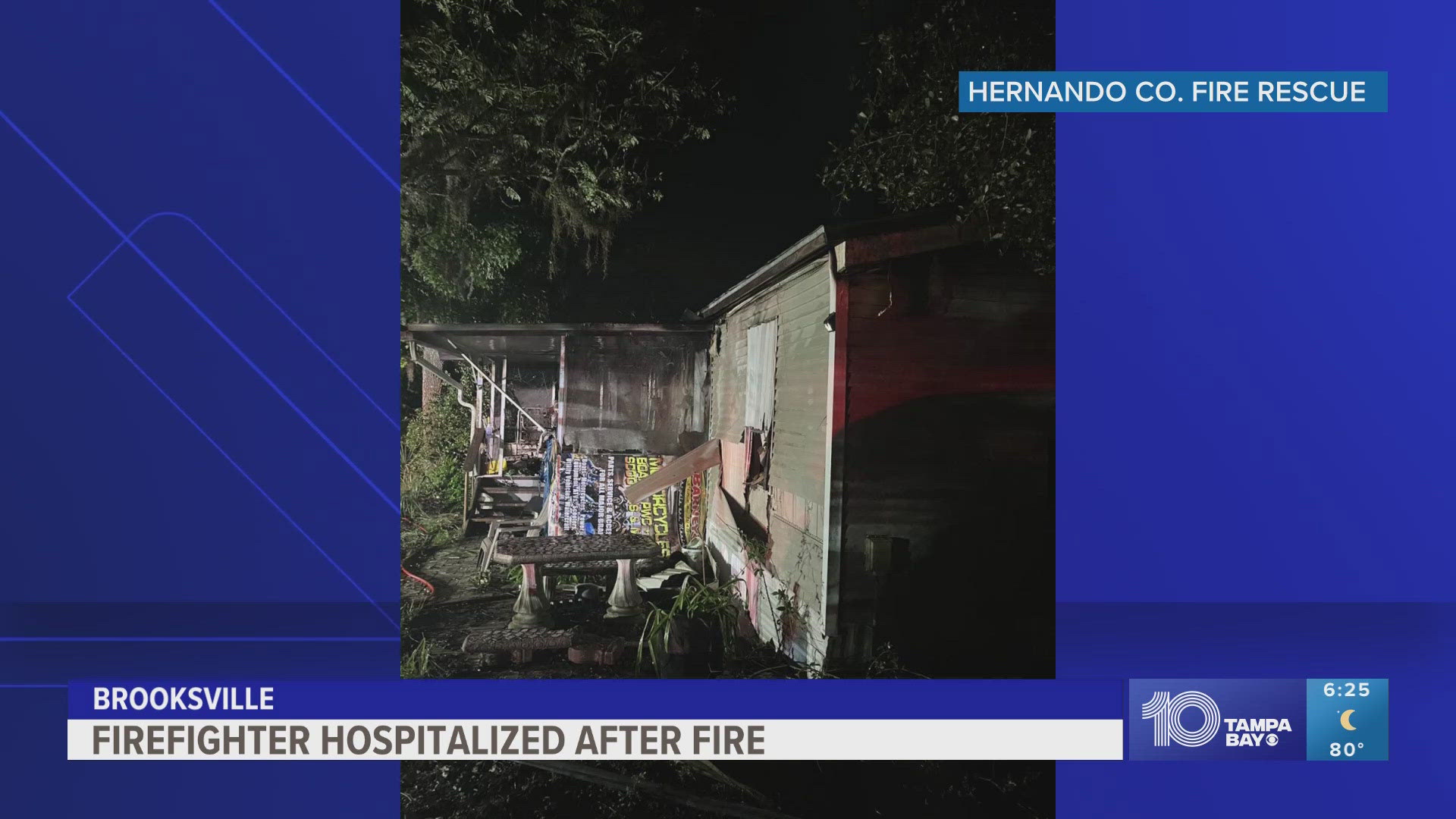 A Hernando County firefighter was taken to the hospital for a medical-related issue after responding to the fire in Brooksville.