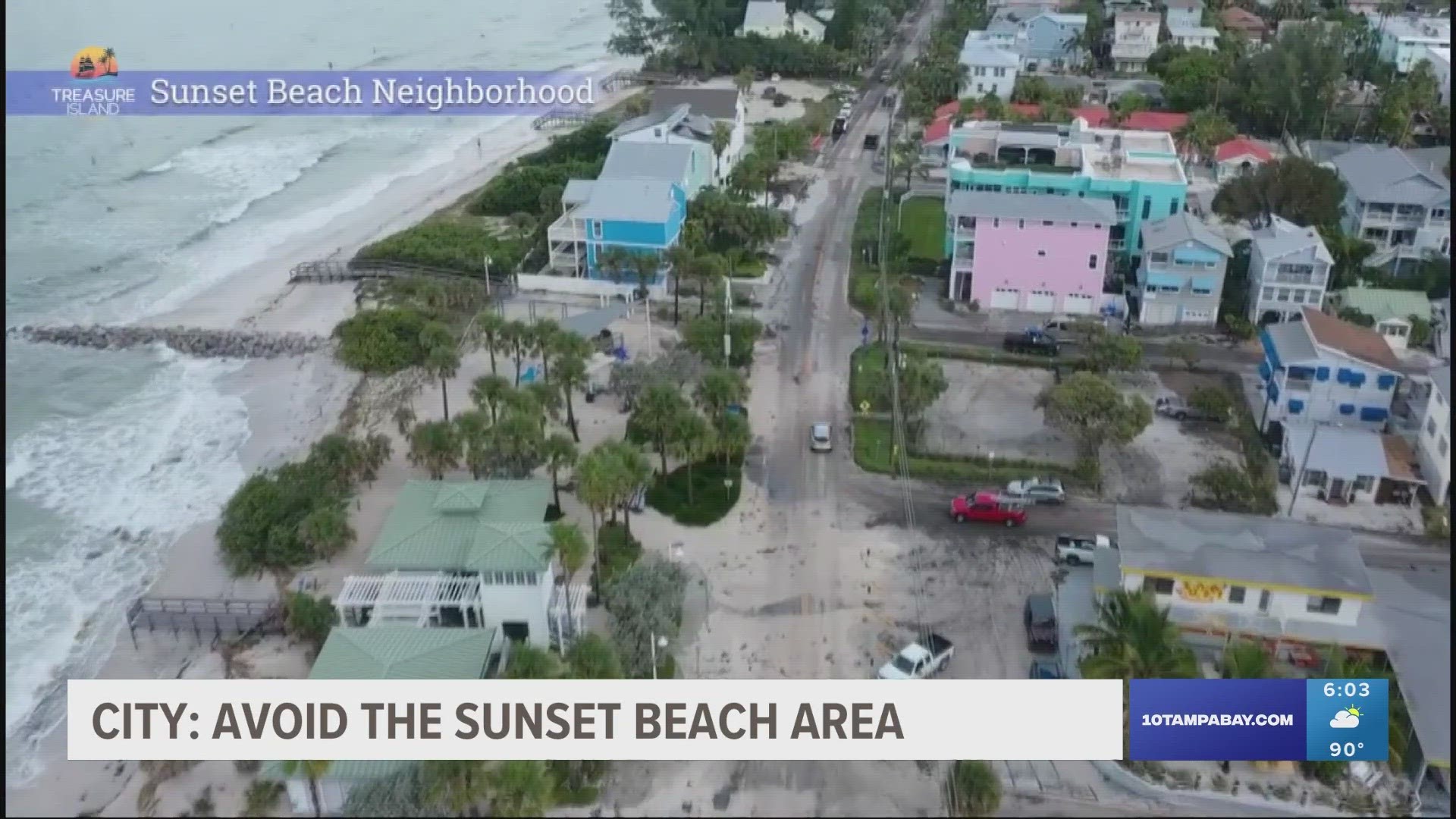 Treasure Island officials notified the public not to visit the area to sightsee as cleanup is in progress.