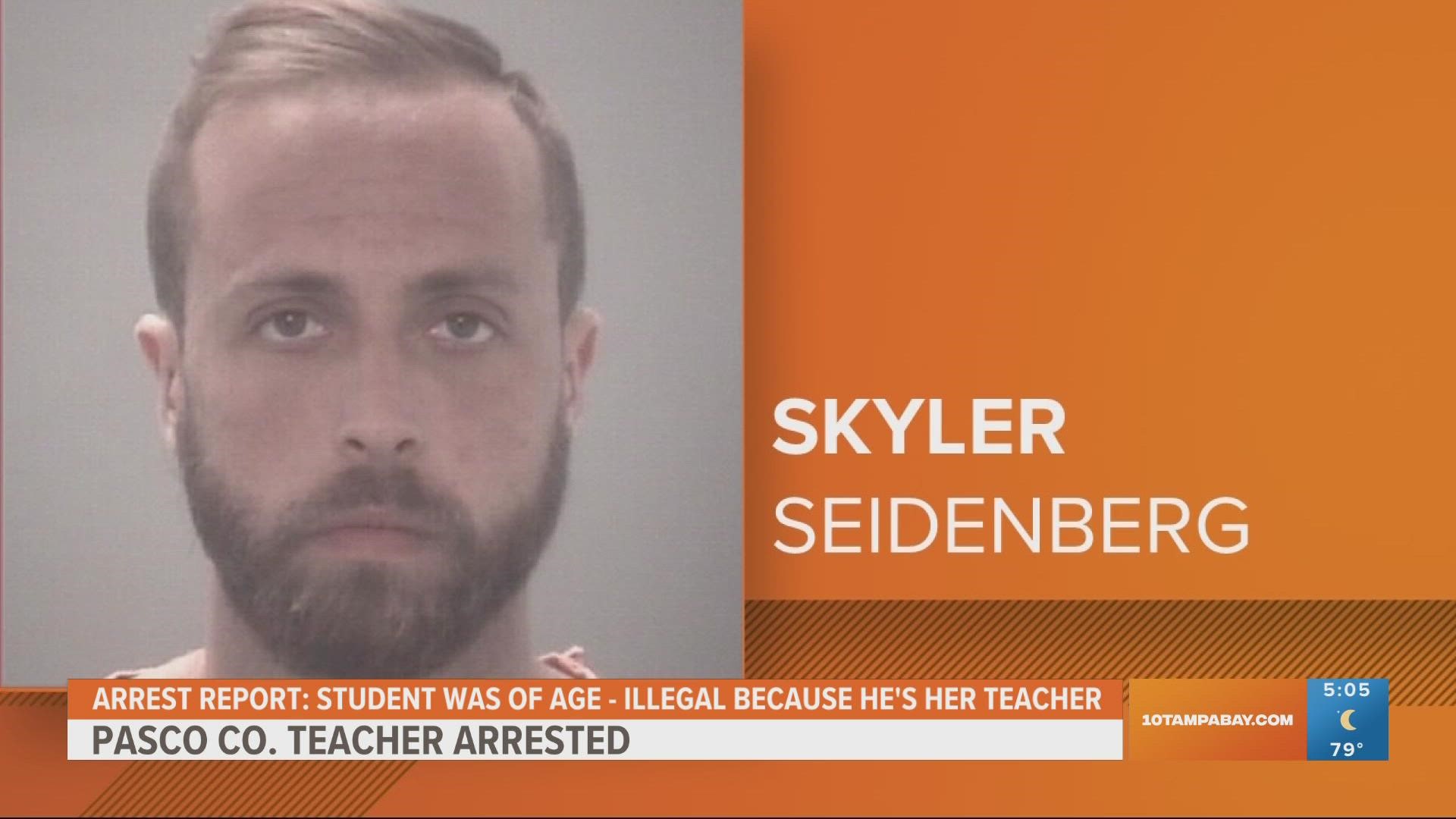 The teacher is charged with an authority figure soliciting to engage in sexual conduct.