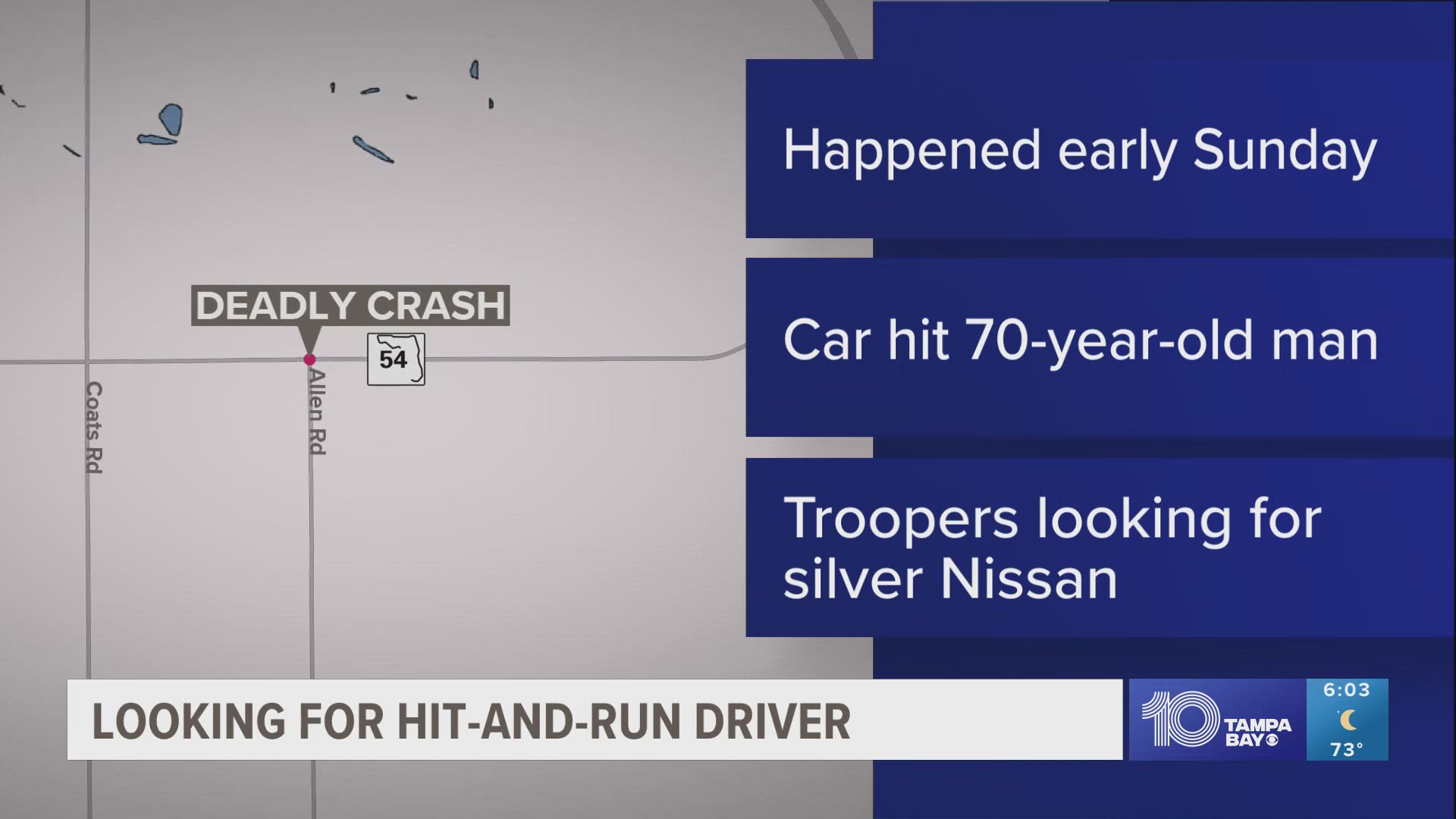 Florida Highway Patrol says it happened on Sunday just west of Allen Road in Zephyrhills.