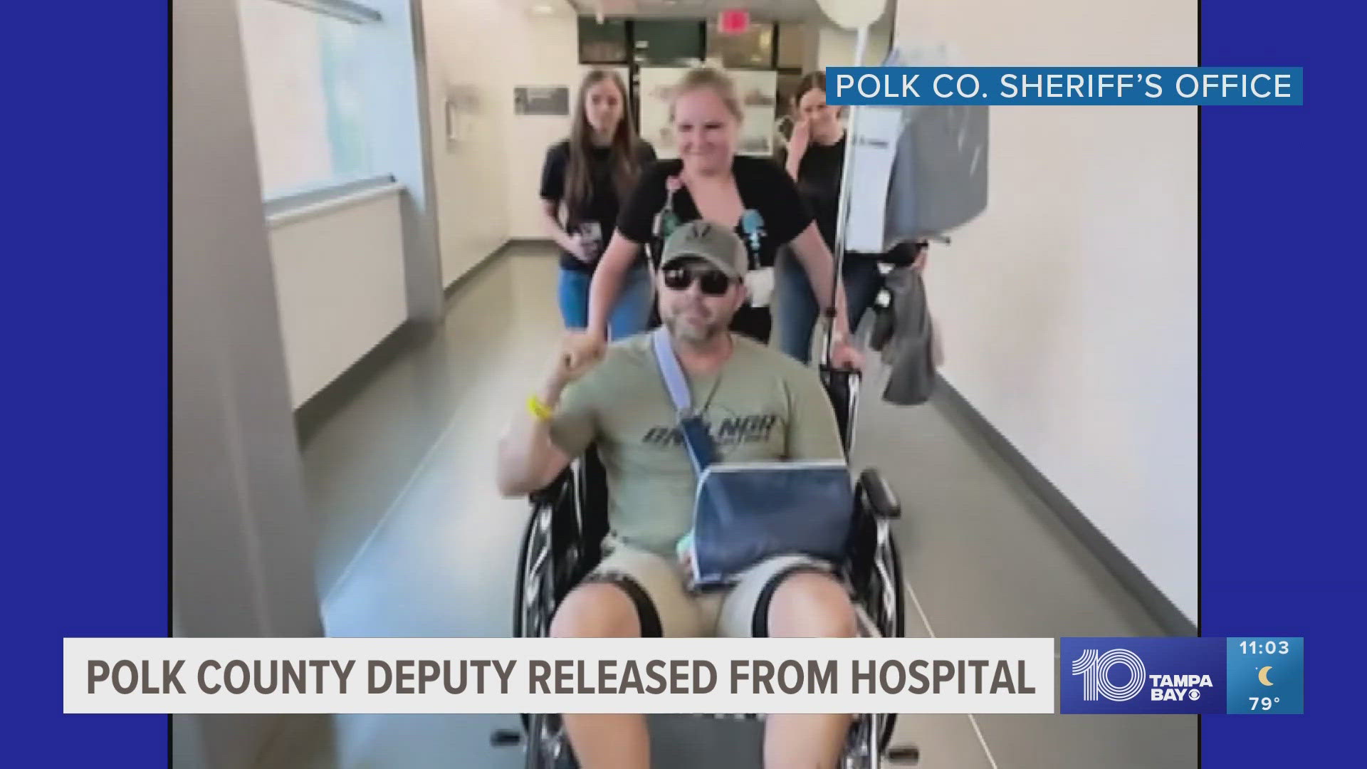 The sheriff's office shared footage of the emotional moment Lt. Chad Anderson was released from the hospital.