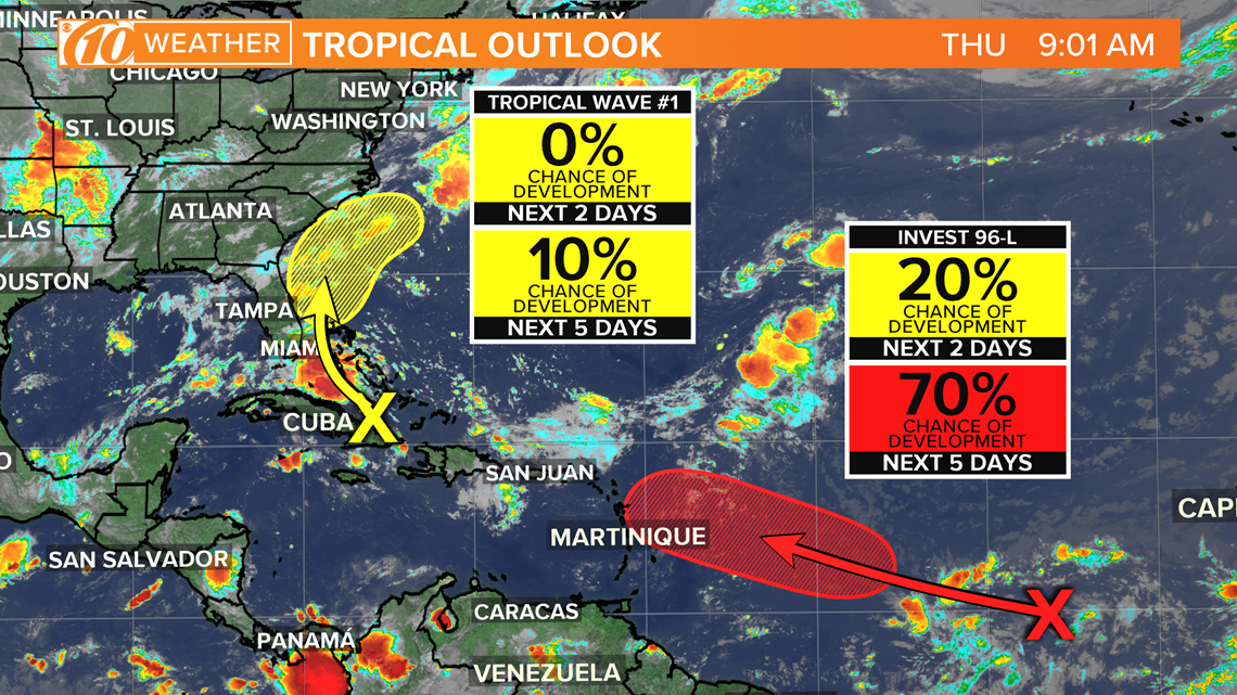 Tracking 2 tropical waves in Caribbean, Atlantic Ocean | wtsp.com