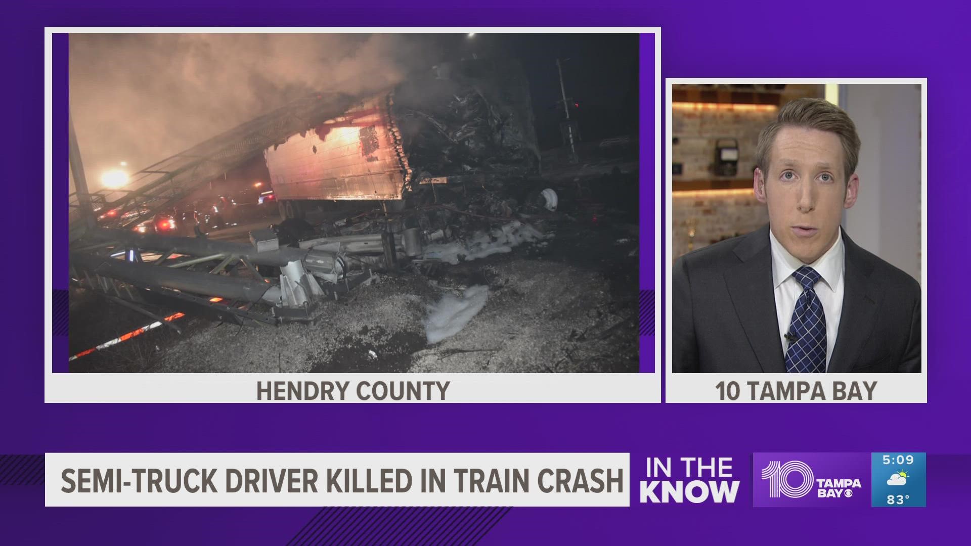 The train was towing 46 empty carts at the time of the crash, Florida Highway Patrol reports.