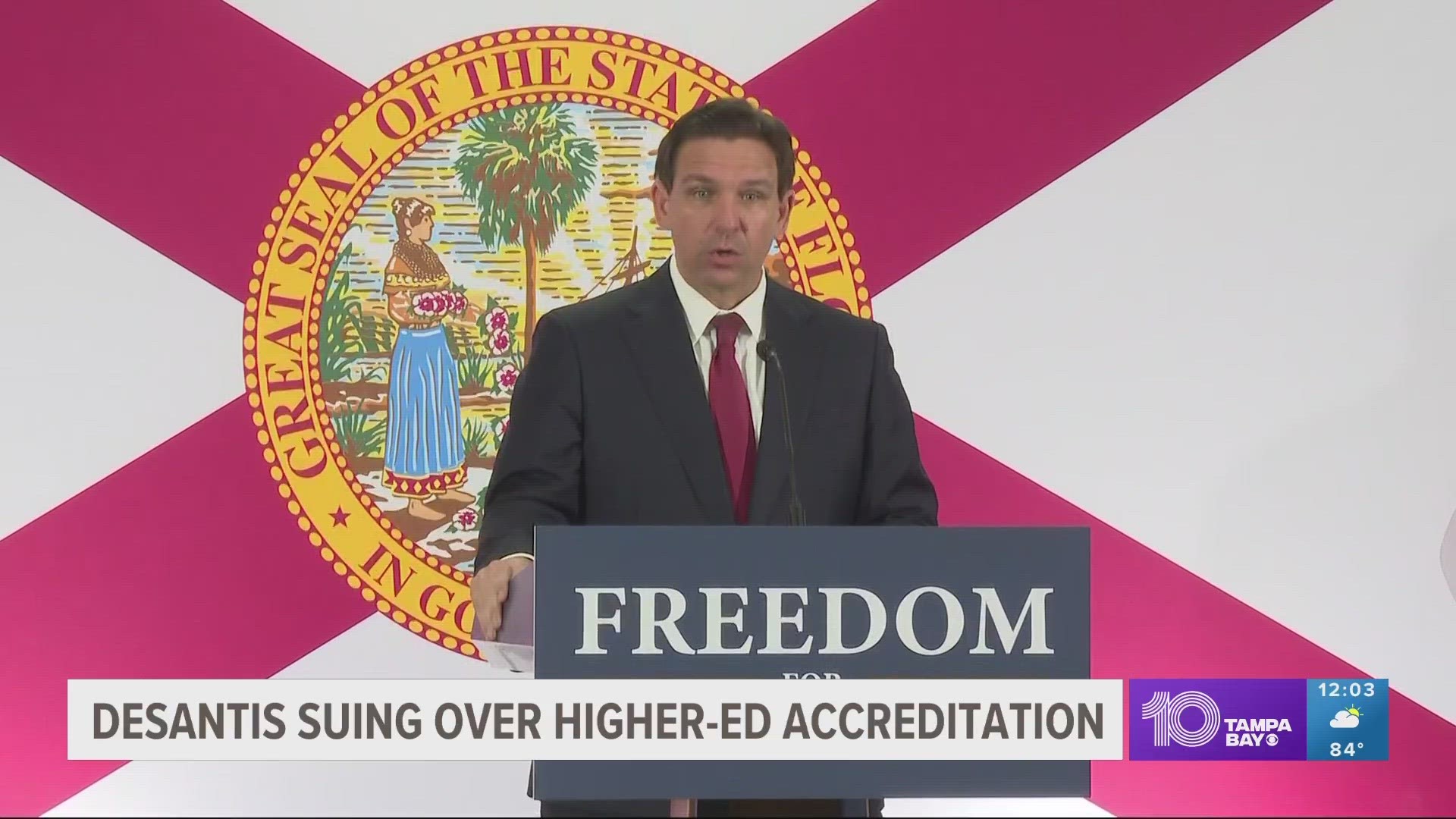 "We reject the idea that a totally unaccountable, unappointed, unelected accrediting agency can trump what the state of Florida is doing," DeSantis said.