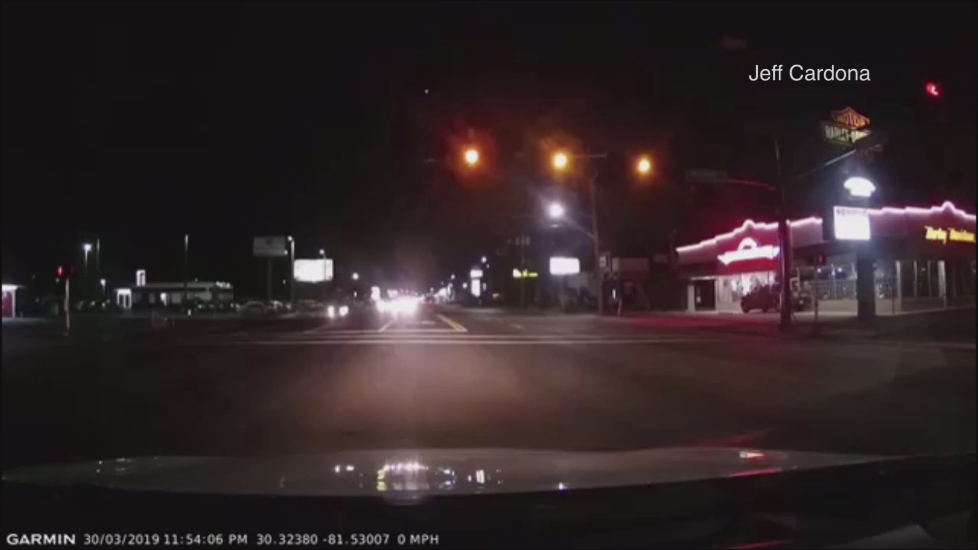 A large green meteor was spotted blazing through the night sky in northern Florida Saturday night, and several dashboard cameras managed to capture the fireball in action.