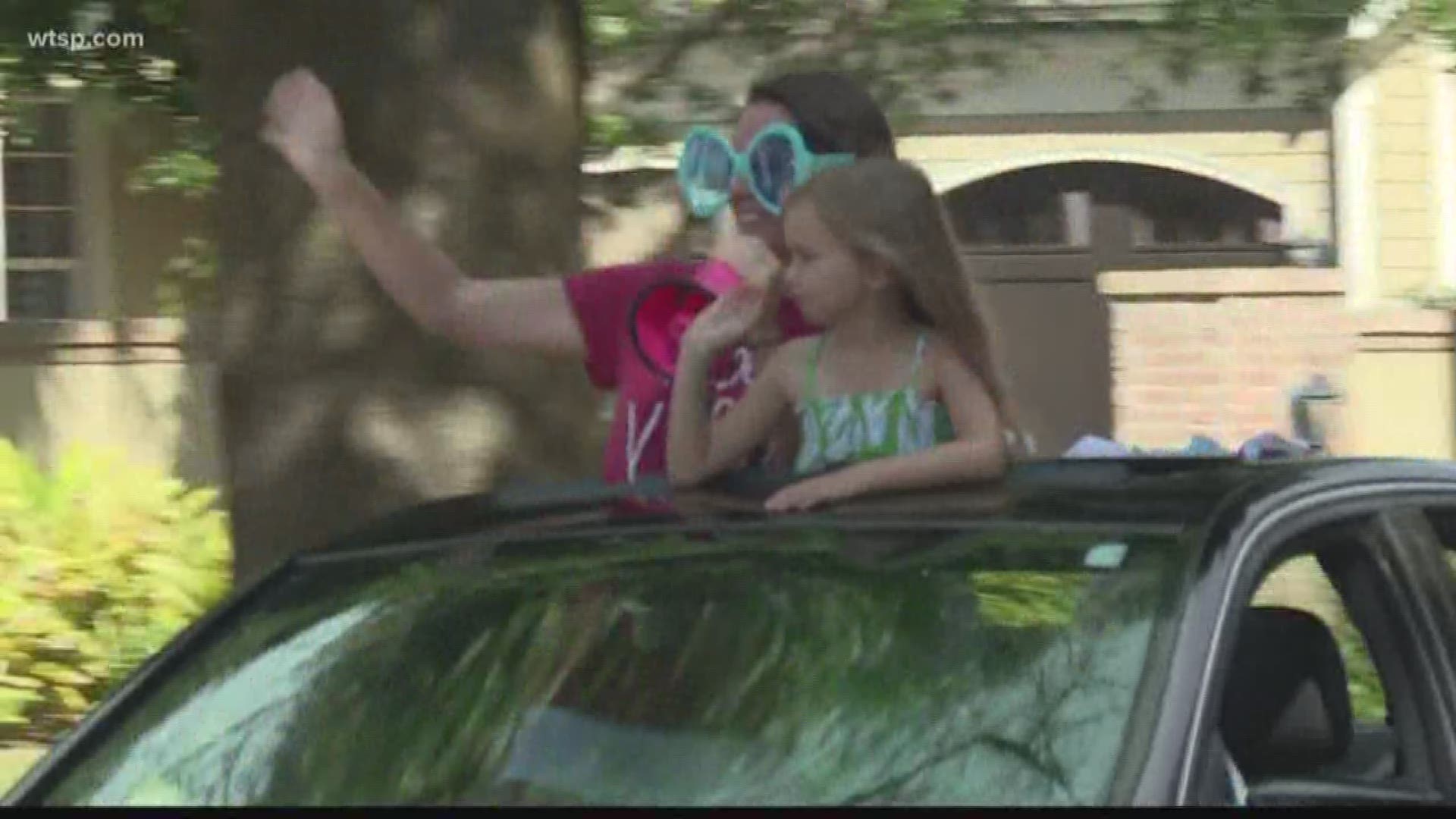 To kick off distance learning, Southside Elementary teachers waved to students and their families in a car parade.