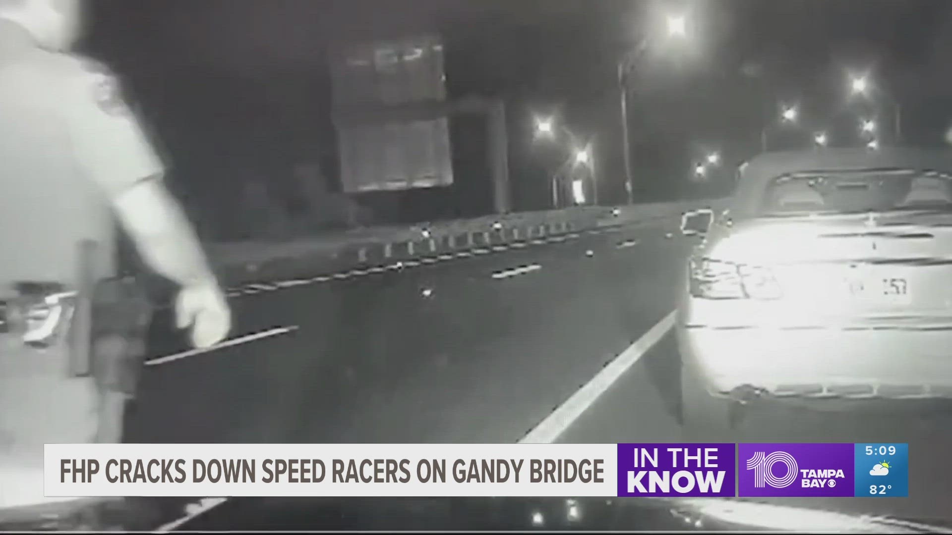 According to an arrest affidavit and traffic citations, each car was clocked going 100 mph or more while driving into St. Petersburg or Tampa over the bridge.