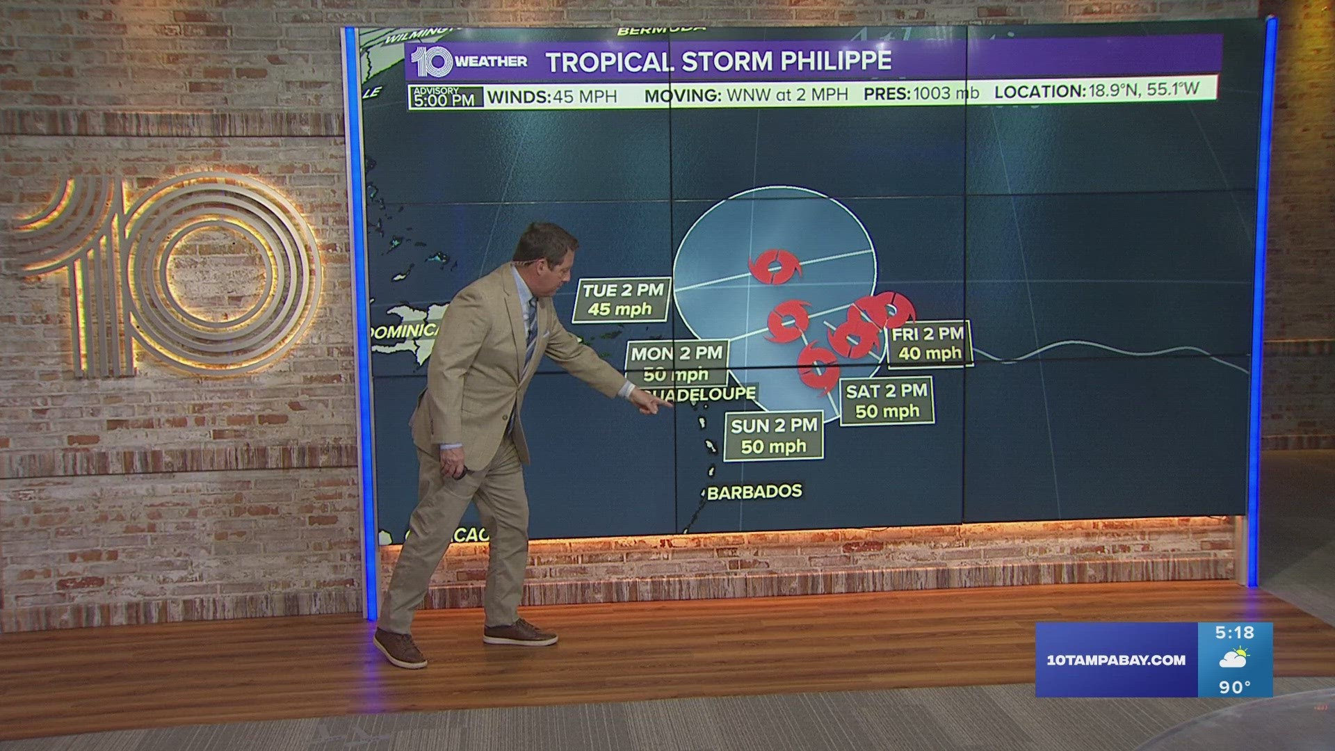 The National Hurricane Center is monitoring two systems: Philippe and Rina.