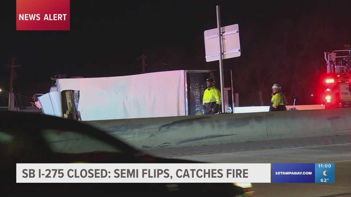 Parts Of I 275 Sb Lanes Closed After Semi Truck Flips Over Catches