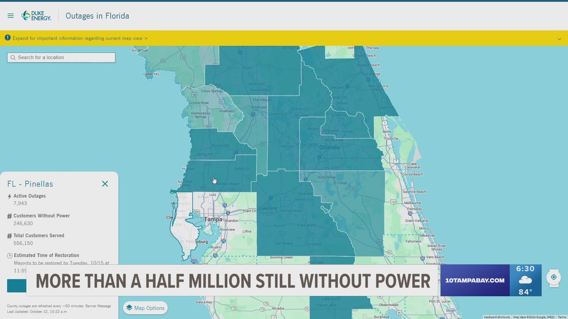 More than half a million Floridians are still without power after Milton.