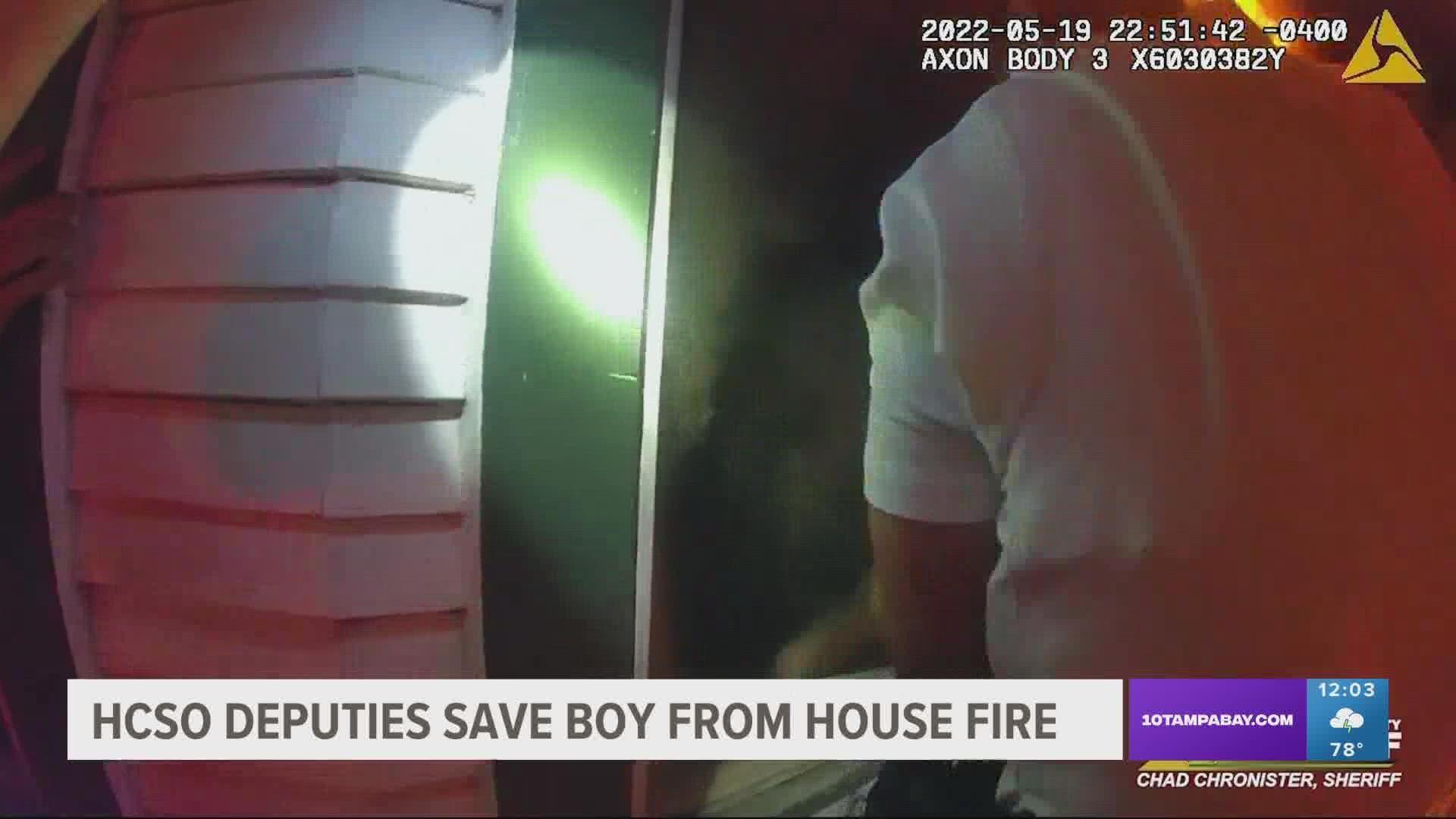 The 9-year-old suffered from burns and smoke inhalation.