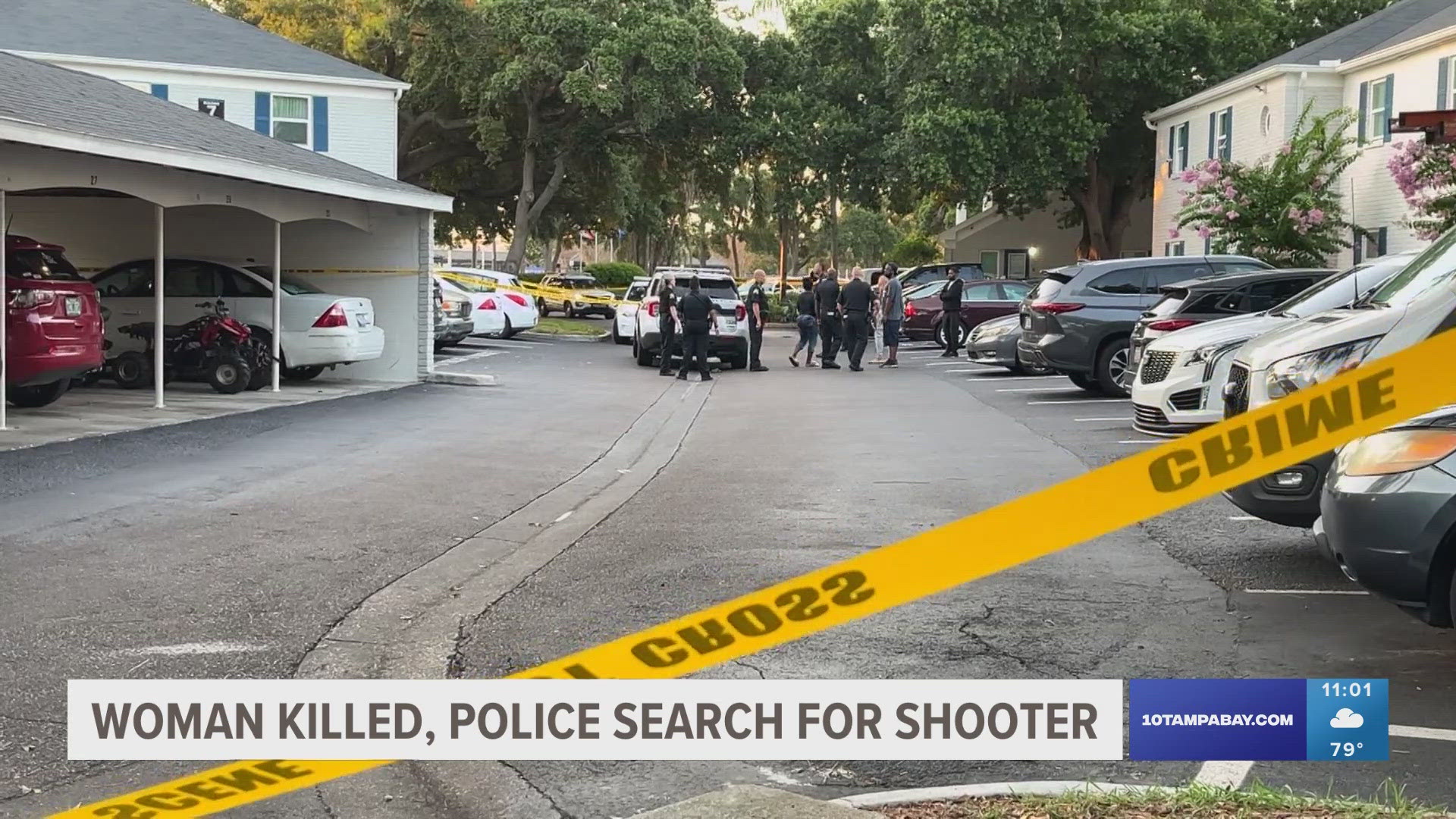 A 25-year-old woman died after she was shot Tuesday morning at an apartment complex, according to St. Petersburg police.