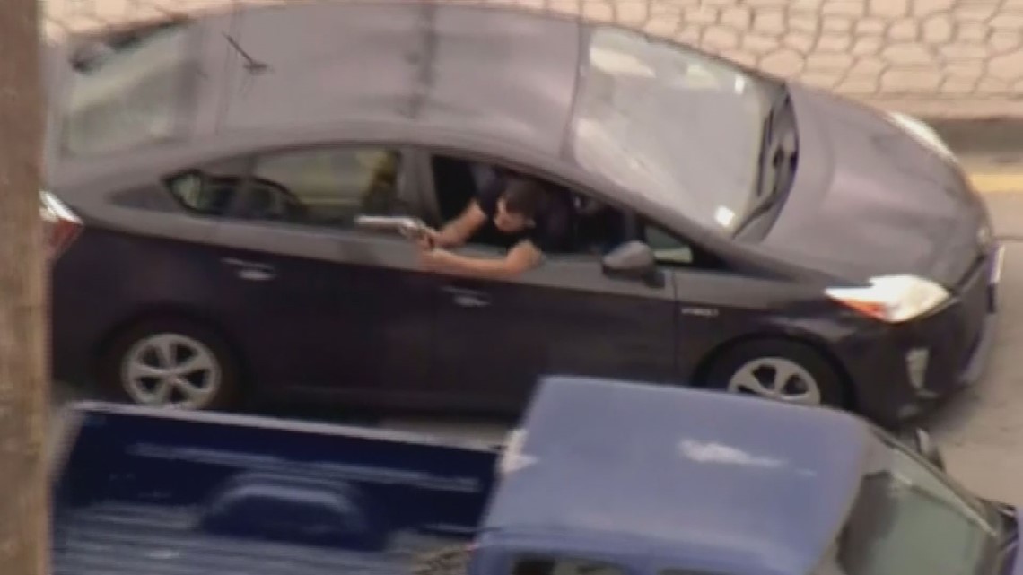Wild California car chase, shootout captured on video