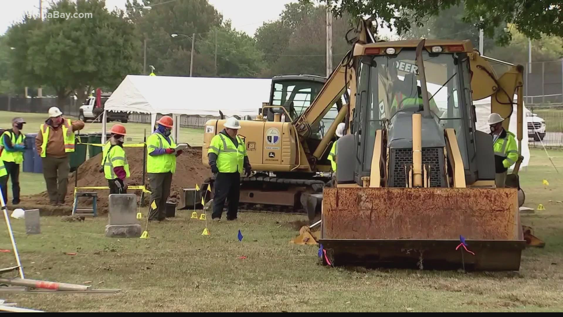 Oklahoma state archaeologist Kary Stackelbeck says the bodies were found Wednesday in 10 coffins in Oaklawn Cemetery.