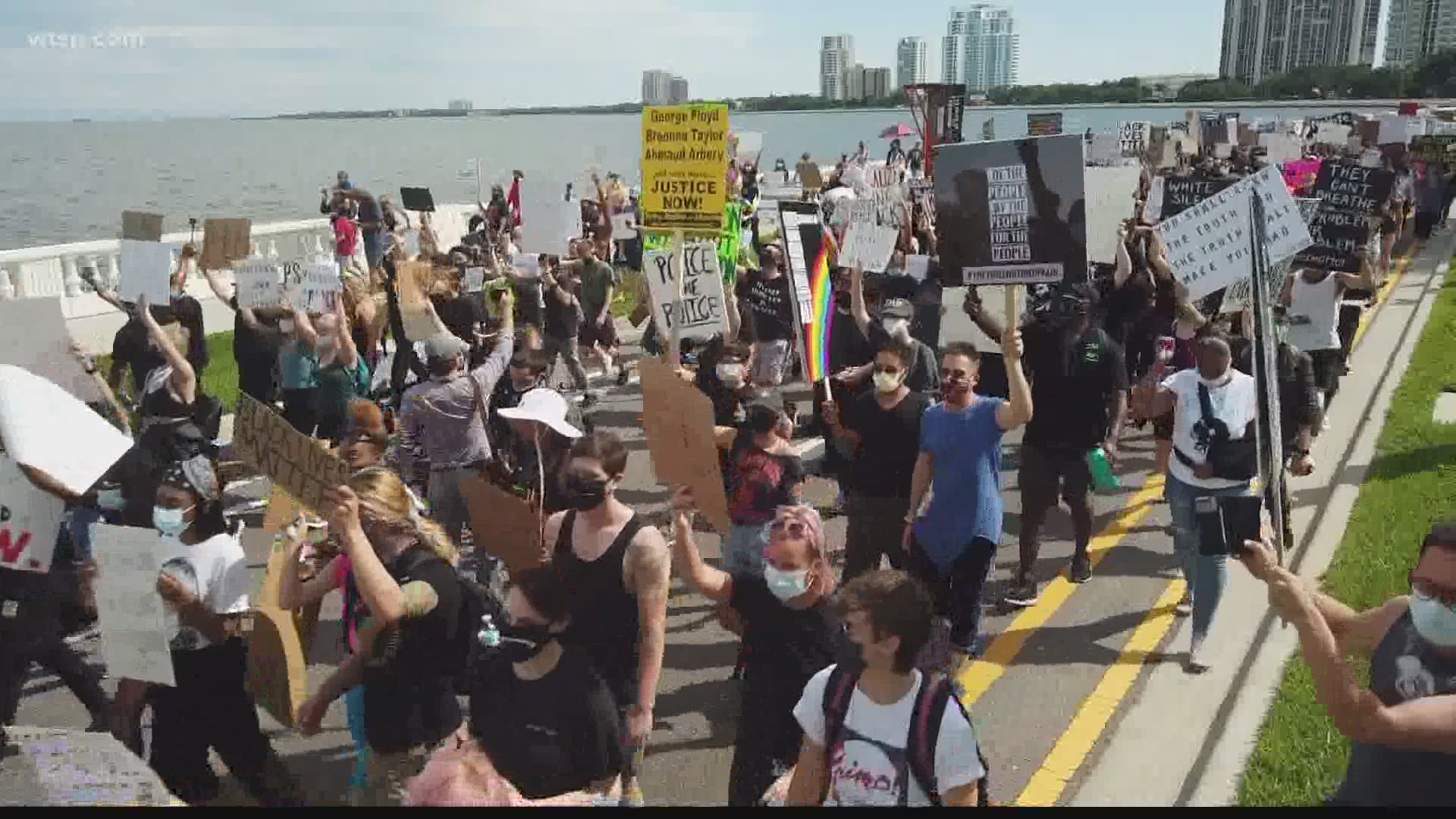 Protests continued for a third weekend across the Tampa Bay area, with many people showing up to "Back the Blue" while more walk Bayshore for Black Lives Matter.